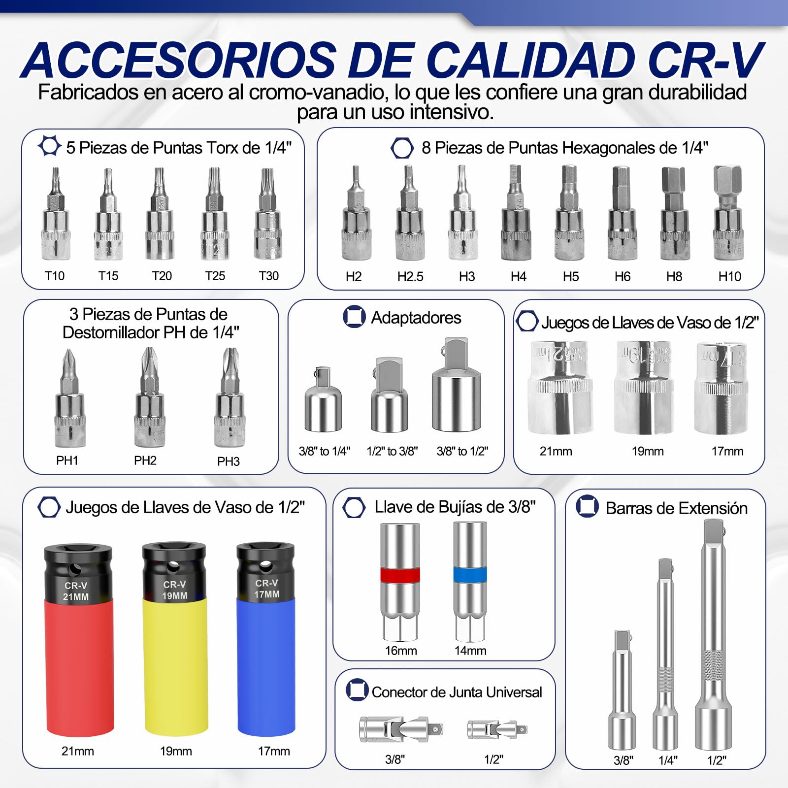 35-Piezas Kit de Llaves Dinamométricas, 3-230N·m Juego de Llaves Dinamométricas con 1/4" 3/8" 1/2" Llaves, ±3% Precisión, Doble Escala, 32 CR-Vorios, para Coche Bicicleta Moto Camione Tuercas