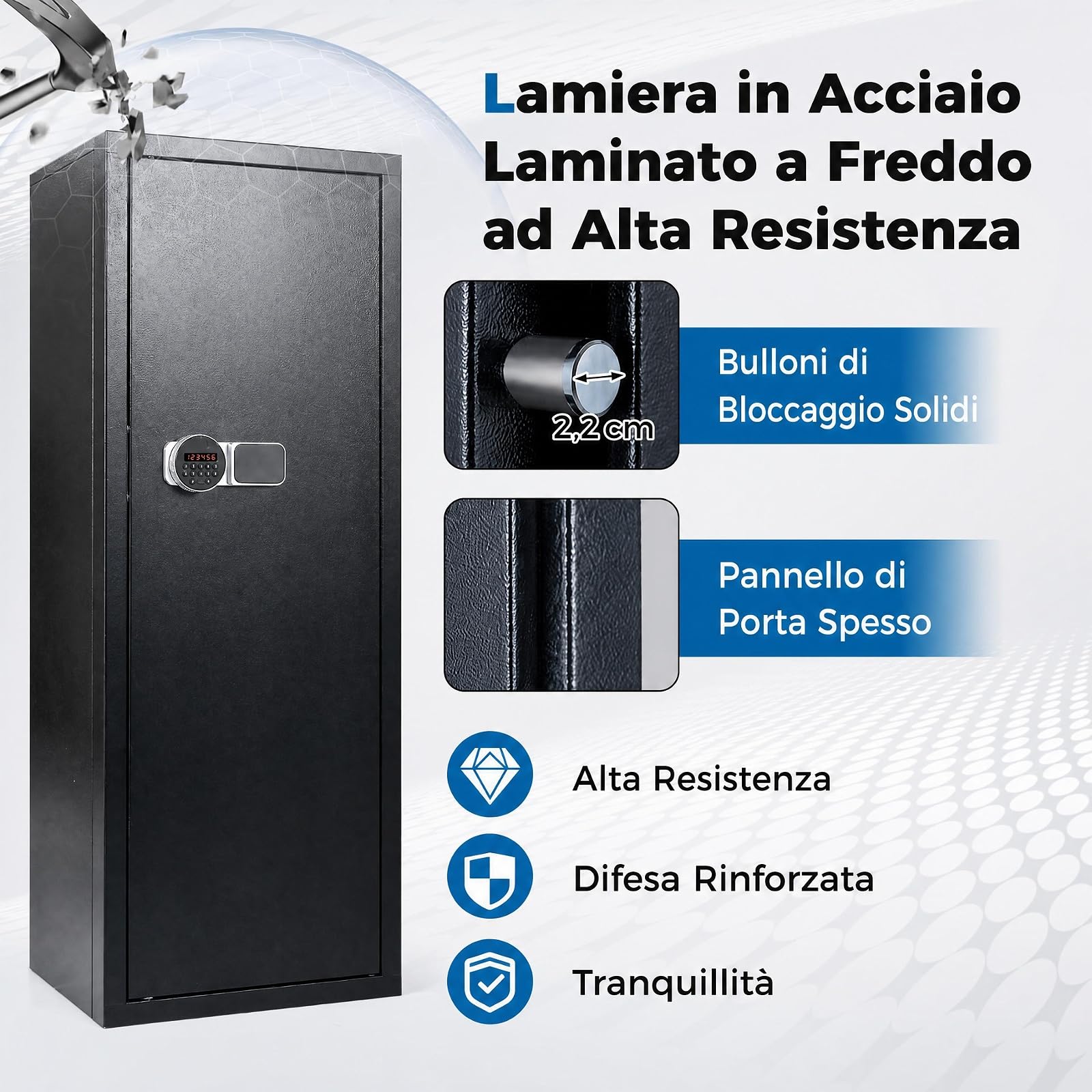 COSTWAY Armadio Porta 6 fucili in Acciaio con Serratura Elettronica