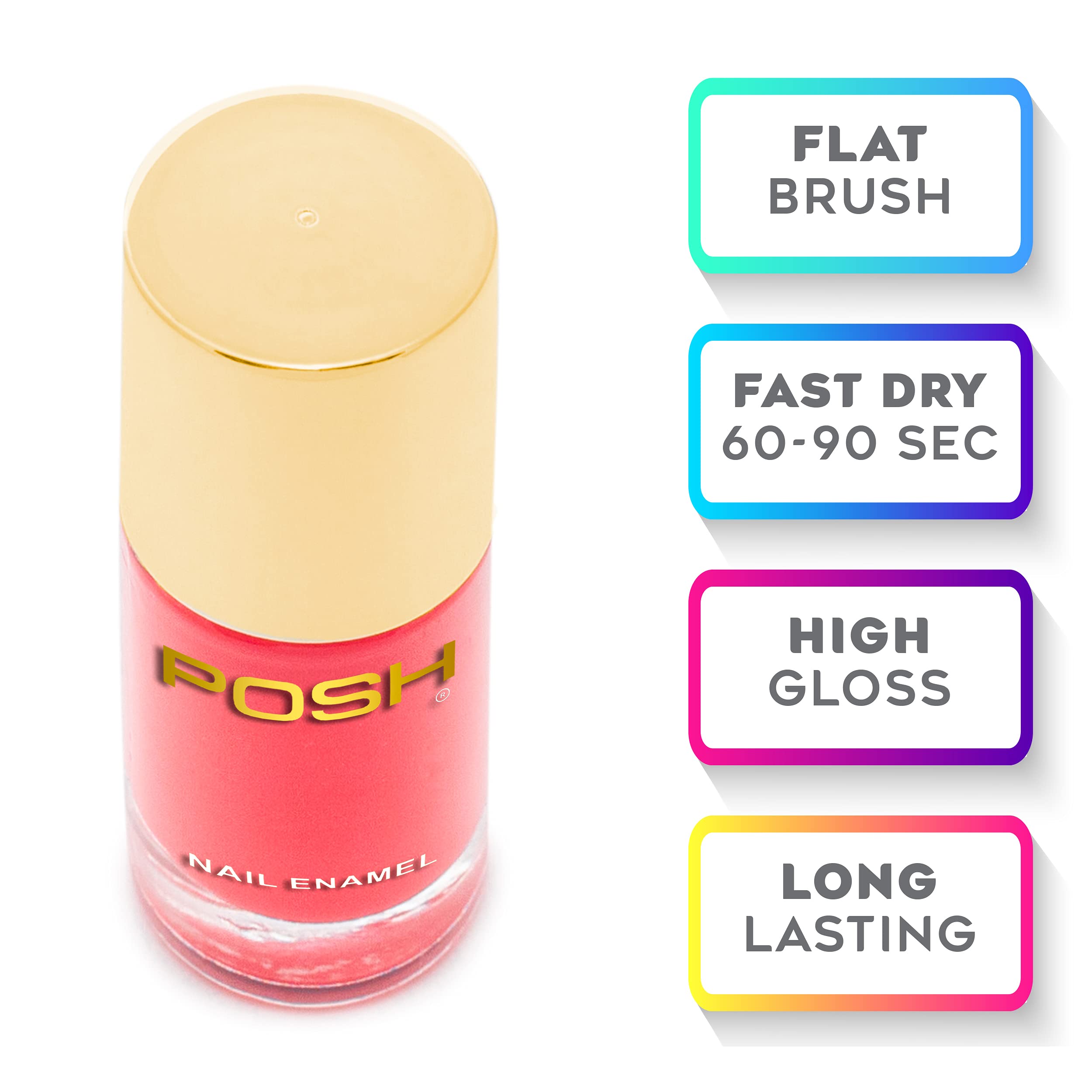 POSH Glossy,High Shine,Quick Dry, COMBO OF 4 Nail Polish BEIGE BERRY PINK PLUM 2