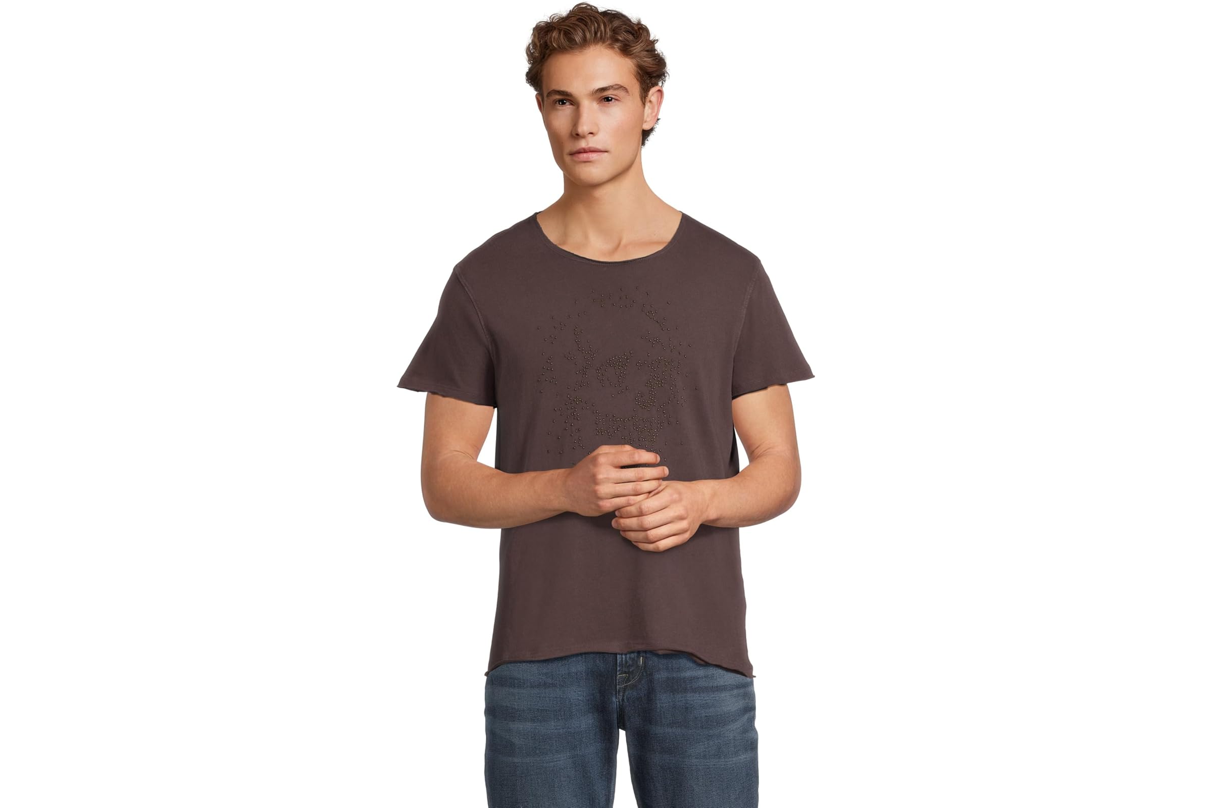 Мужская рубашка John Varvatos Beaded Skull Tee KG7081W25