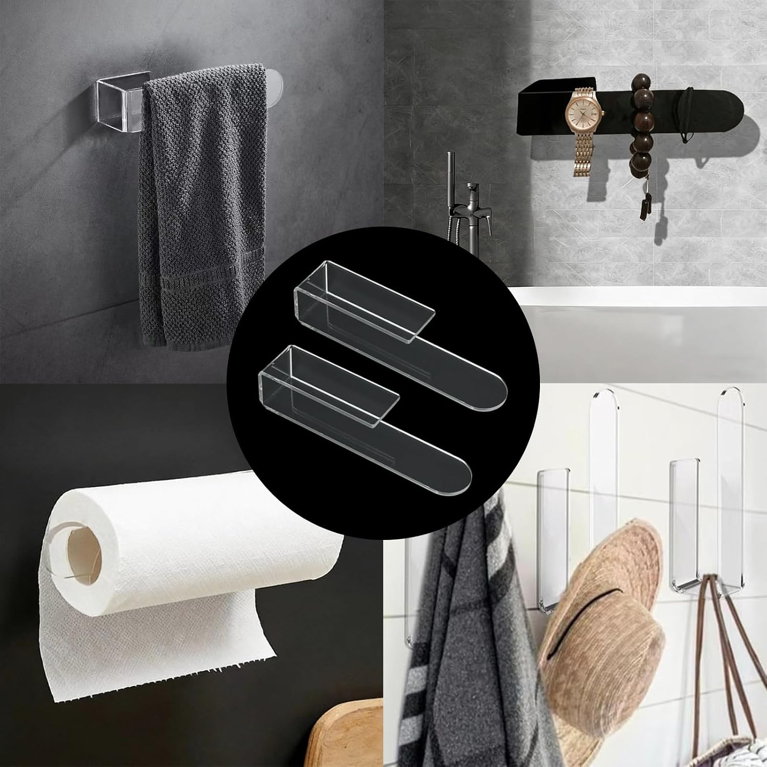 2 Pack Transparent Hand Towel Holder, Acrylic Hand Towel Racks