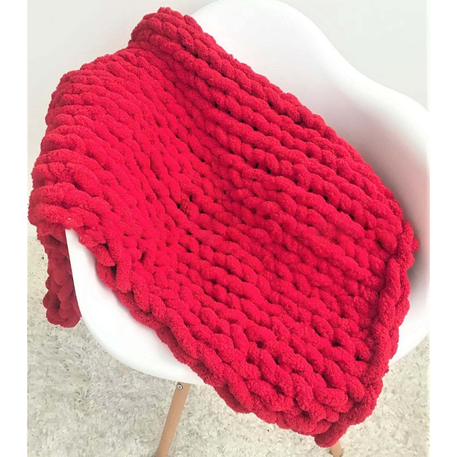 Couverture canapé en laine grossière tricotée main pour vos soirées cocooning