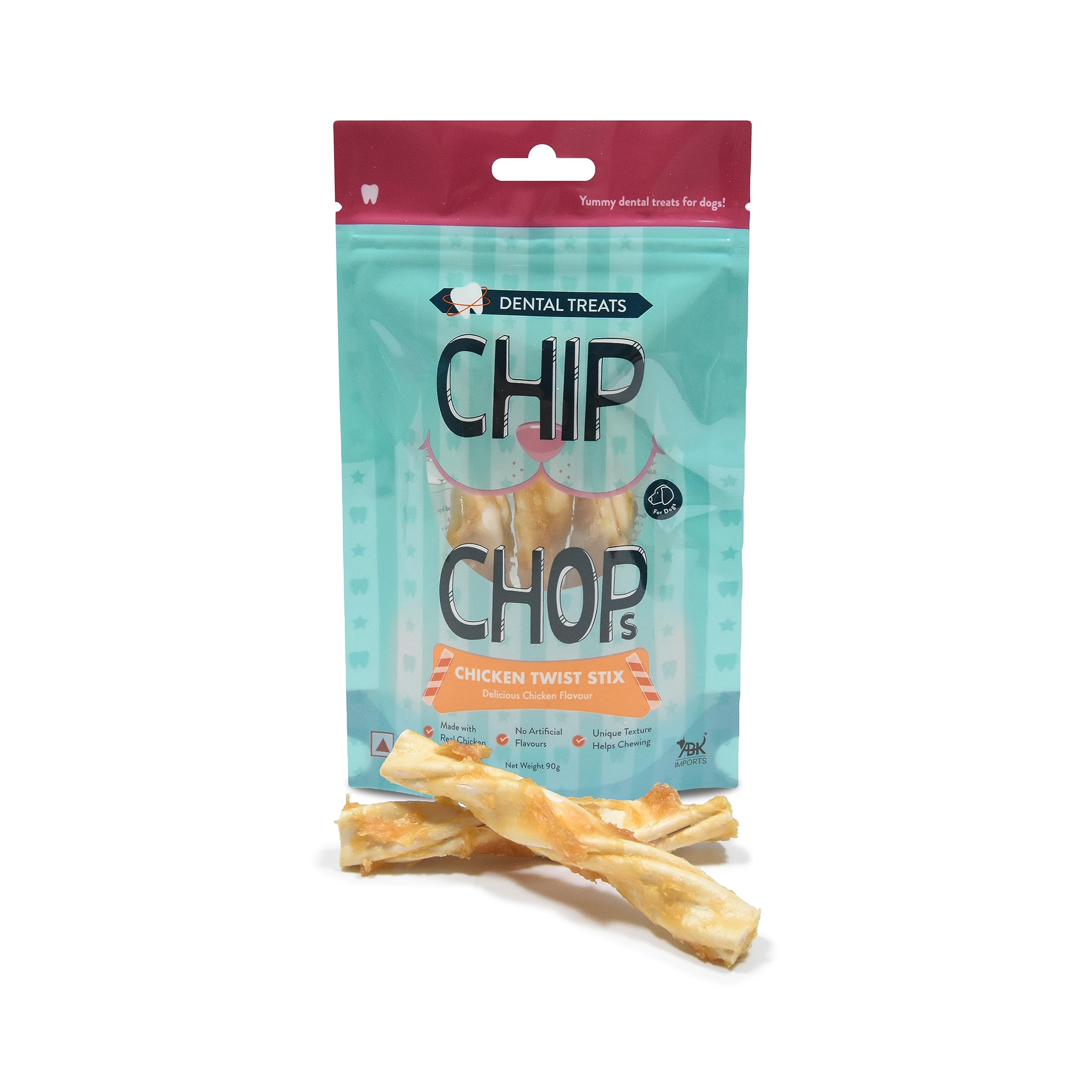 Chip Chops Chicken Twist Stick Delicious Chicken Flavour-90g (Pack of 4)