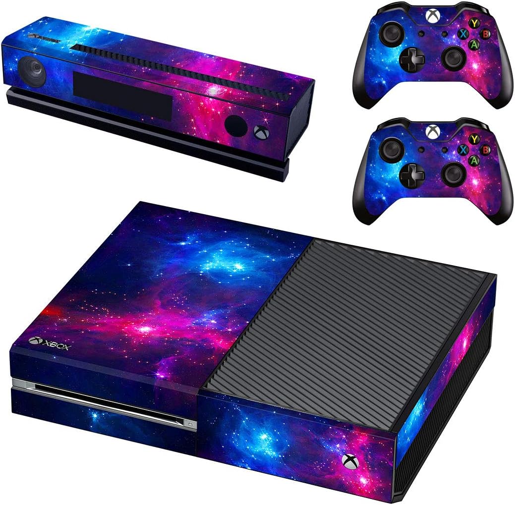 UUShop Protecting Vinyl Pores and skin Decal Cowl for Microsoft Xbox One Console wrap Sticker Skins with Two Free Wi-fi Controller Decals Purple Starry Sky(NOT for One S or X)