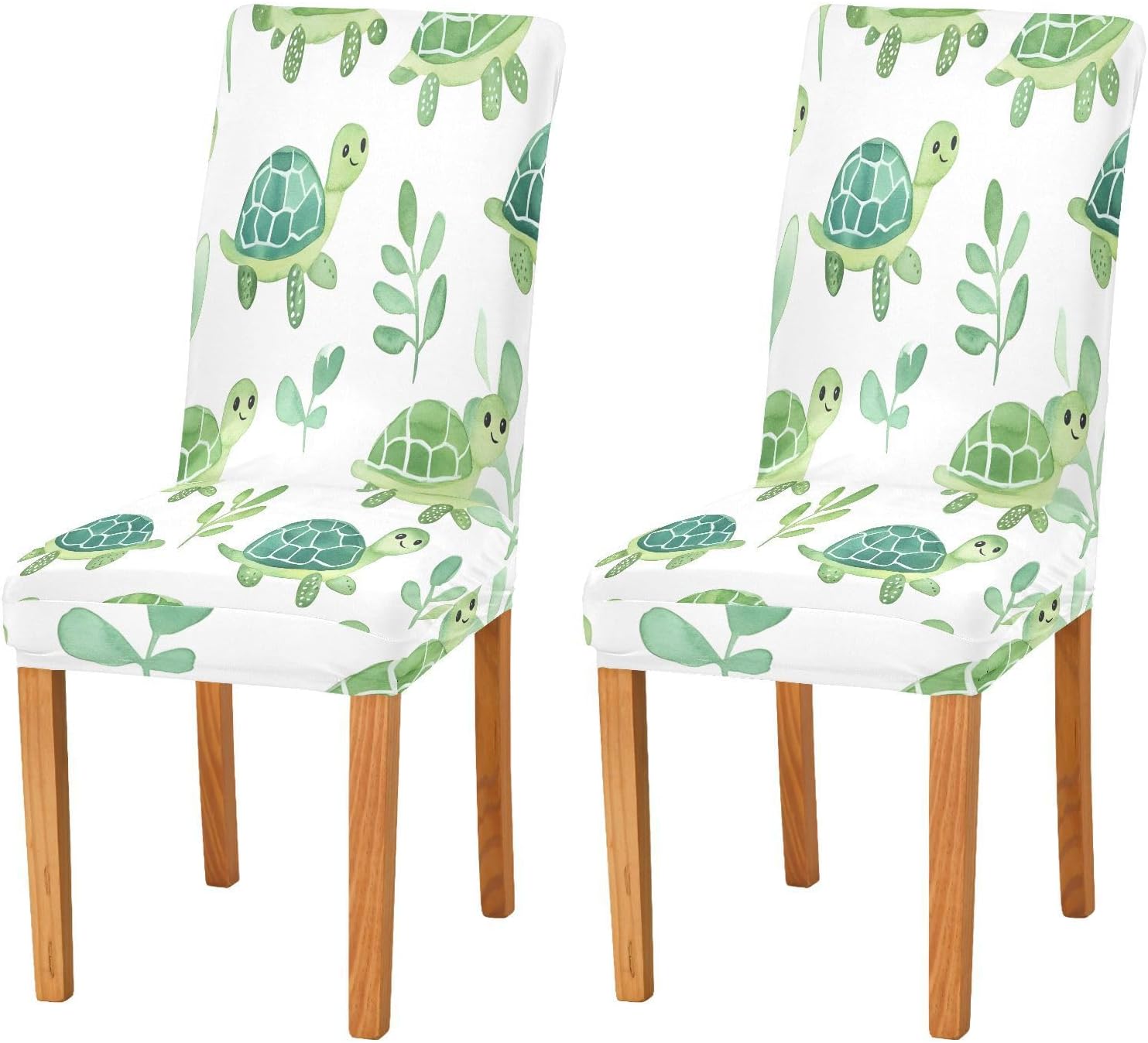 ALAZA Chair Covers for Dining Room, Cute Watercolor Turtle Pattern Stretch Chair Cover Sets Chair Protector Removable Washable for Ktichen Restaurant Hotel