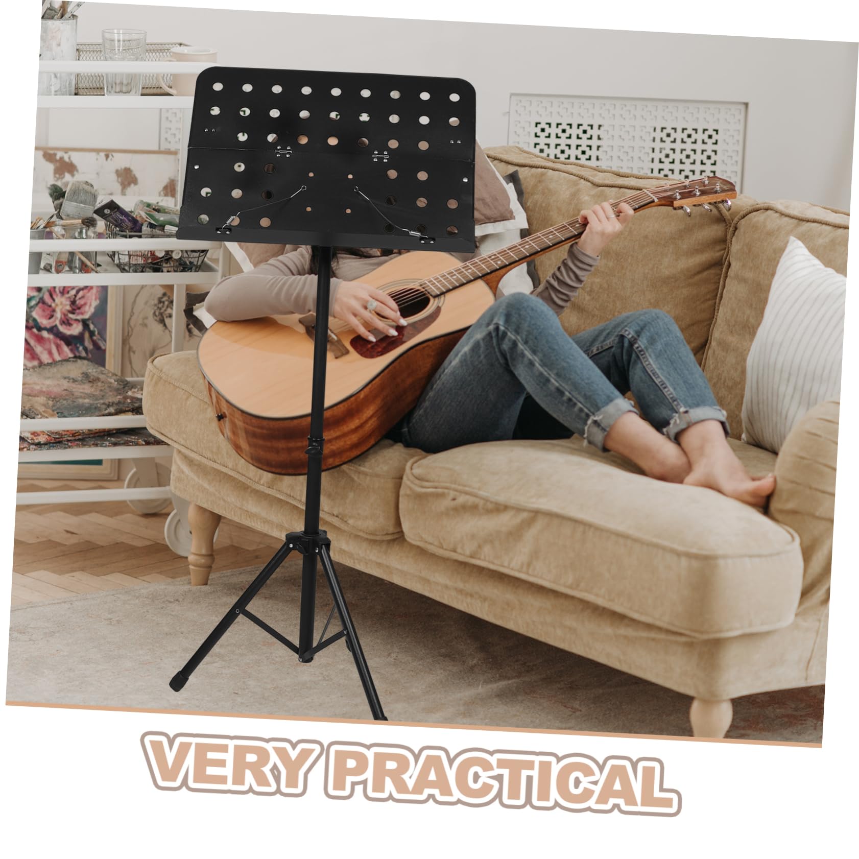 Atril para Partituras Plegable Portátil Negro con Altura Ajustable | Plástico E Hierro, para Piano E Instrumentos, Uso en Viajes y Práctica, Imagen Profesional