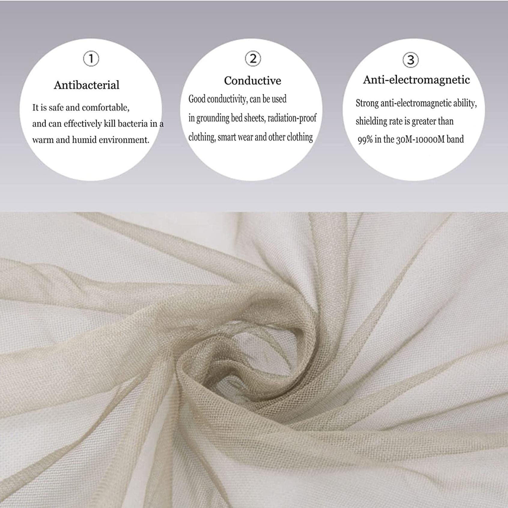 CNPRAZ EMF Reducing Nano Silver Fiber Mesh, Blinding Signal Radiation Protection Canopy, Tissu tricoté Durable pour moustiquaire