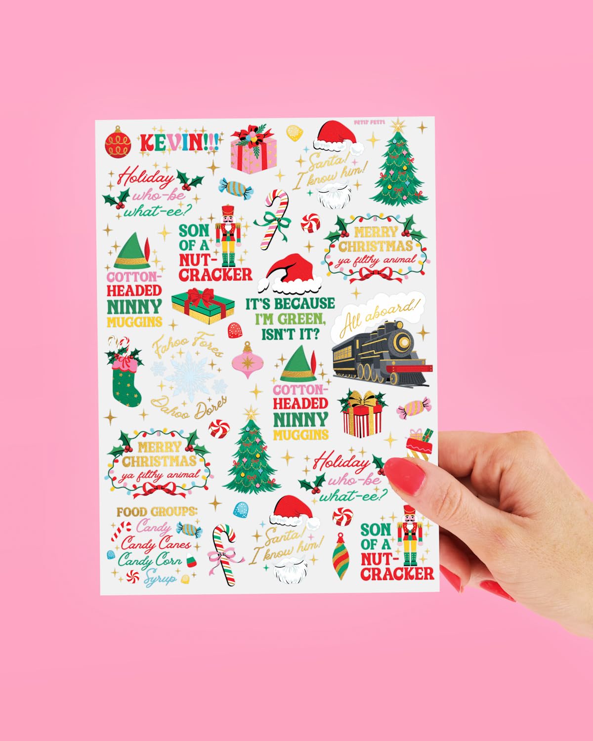 xo, Fetti Christmas Movies Temporary Tattoos - 48 Pcs | Christmas Party Decorations, Nostalgic Classic Christmas Movies, Stocking Stuffer