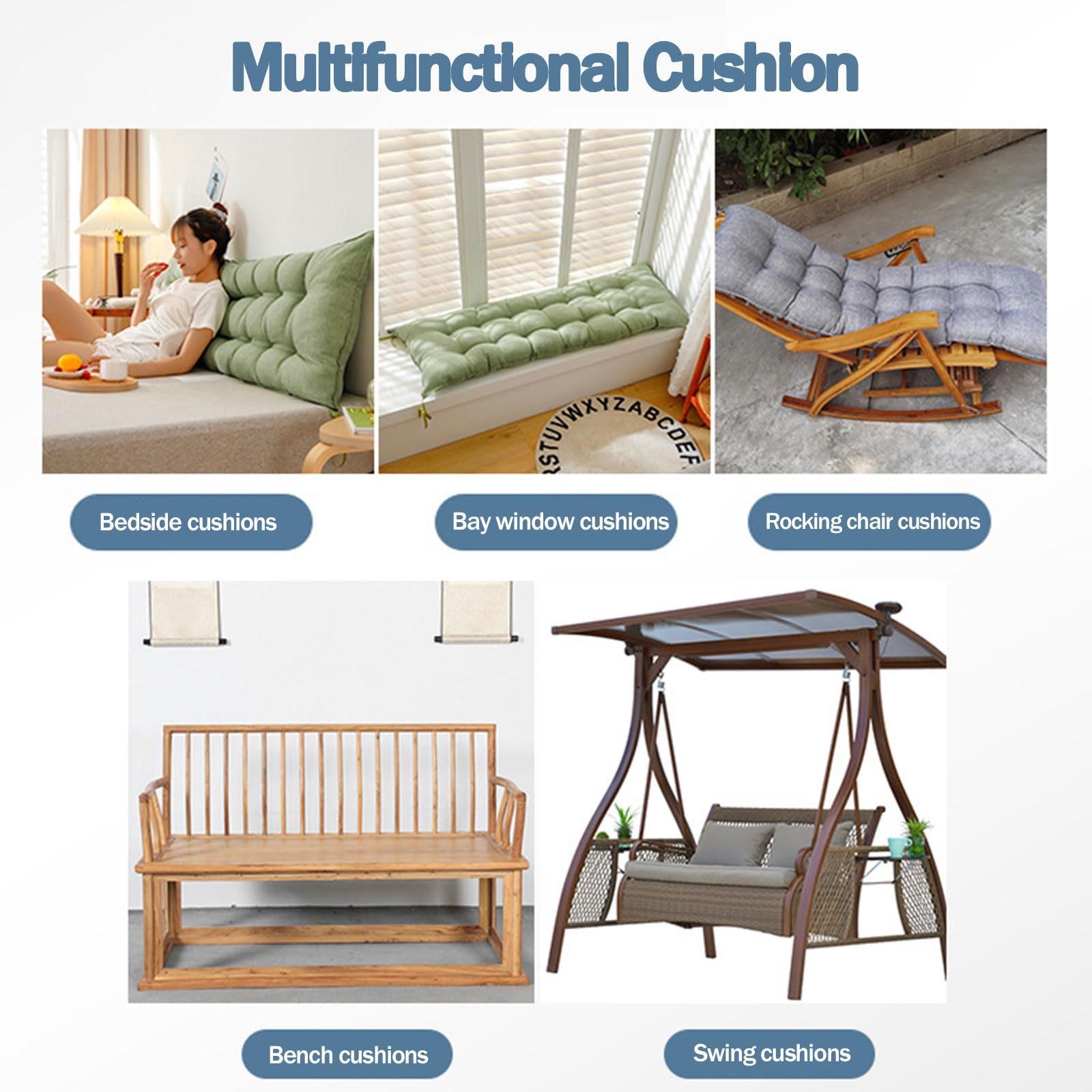 Almohada lumbar multifuncional para cama, cojín ergonómico de apoyo para la espalda para leer y relajarse, perfecto para cama, sofá, cabecero y sillón (110 x 50 x 10 cm, luz)