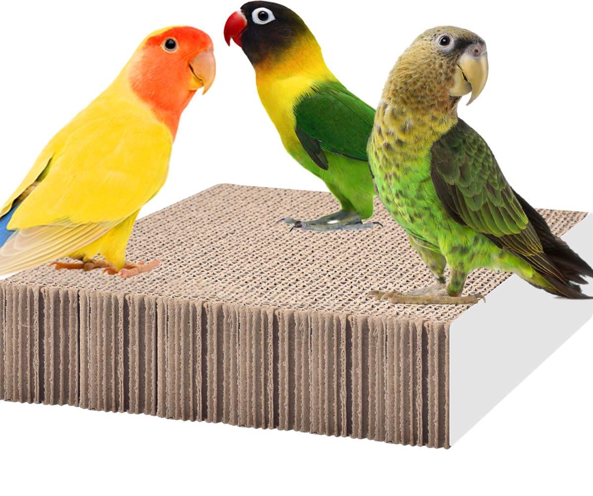 KATUMO Bird Toys, 7.8 Inch Paper Parakeet Shredding Chewing Toys Parrot Perch Platform Conure Foraging Toys for Budgie Cockatiel Lovebird Small Birds