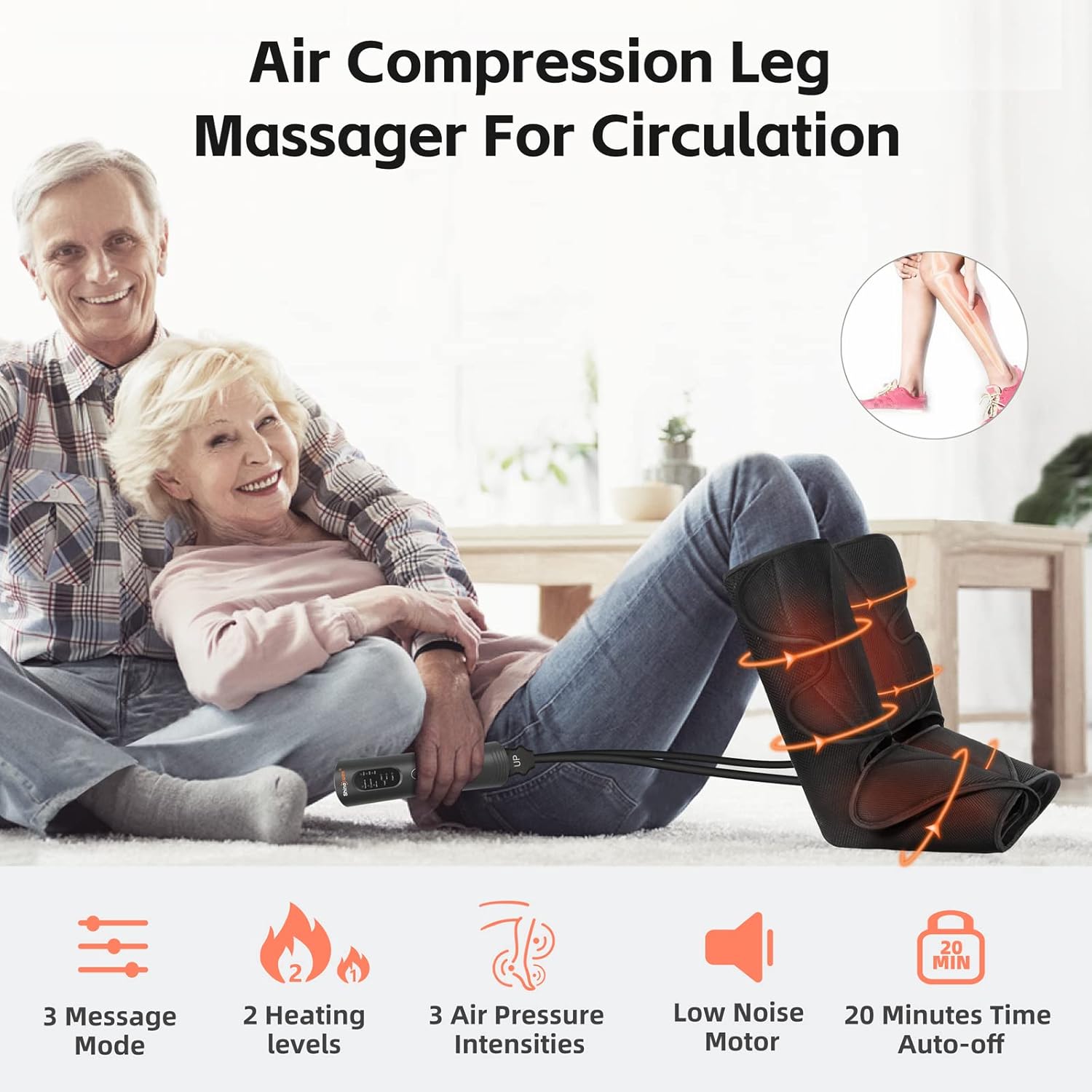 SHINE WELL Leg Compression Massager wraps with extension pieces shown separately.