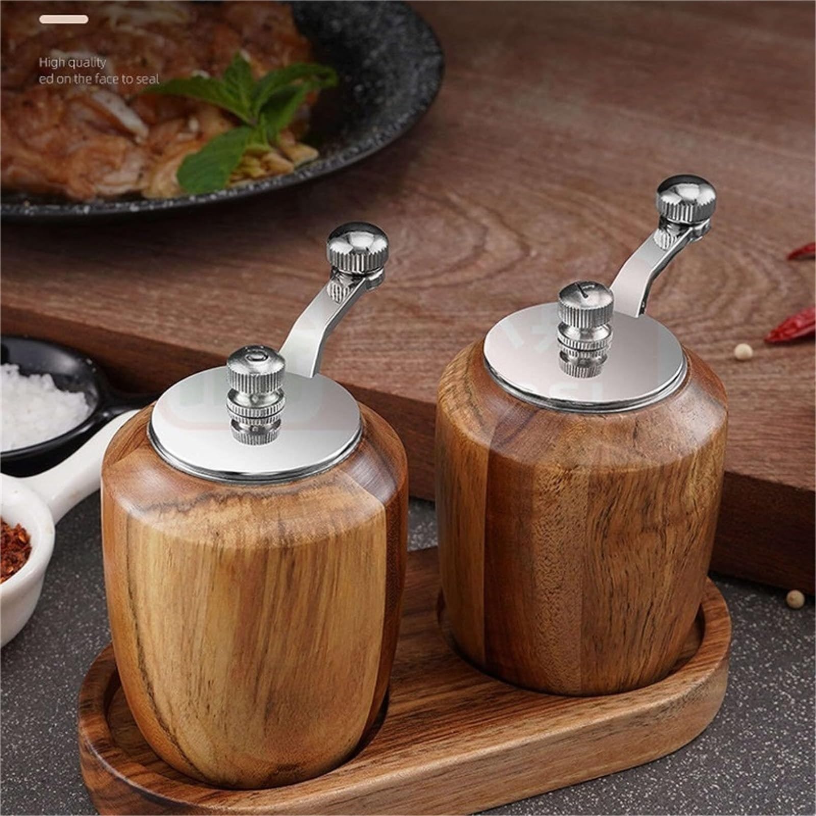 Macinapepe manuale 2 In 1 macina sale pepe con grana regolabile clessidra marina smerigliatrice a doppio uso a doppia testa  15