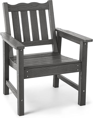 Miniatura 9 de Stoog Silla de patio y jardín para todo tipo de clima, silla de comedor al aire libre con respaldo curvo, soporte de 400 libras, para patio trasero,