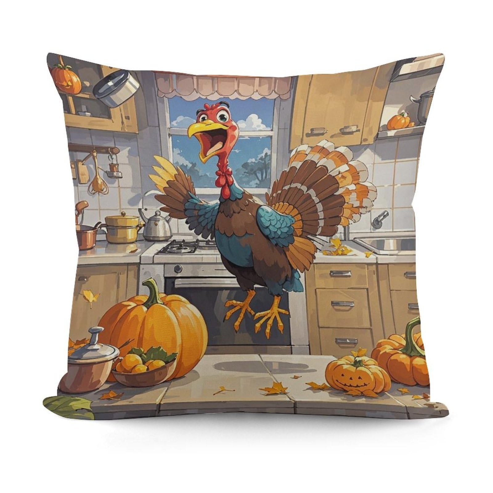 VstaDank Pumpkin and Turkey Throw Pillow Cover Soft Square Cushion Cover Art Artwork Pillow Covers Mordern Couch Pillow Covers Decorative Cushion Case for Chair Couch Bedroom Living Room