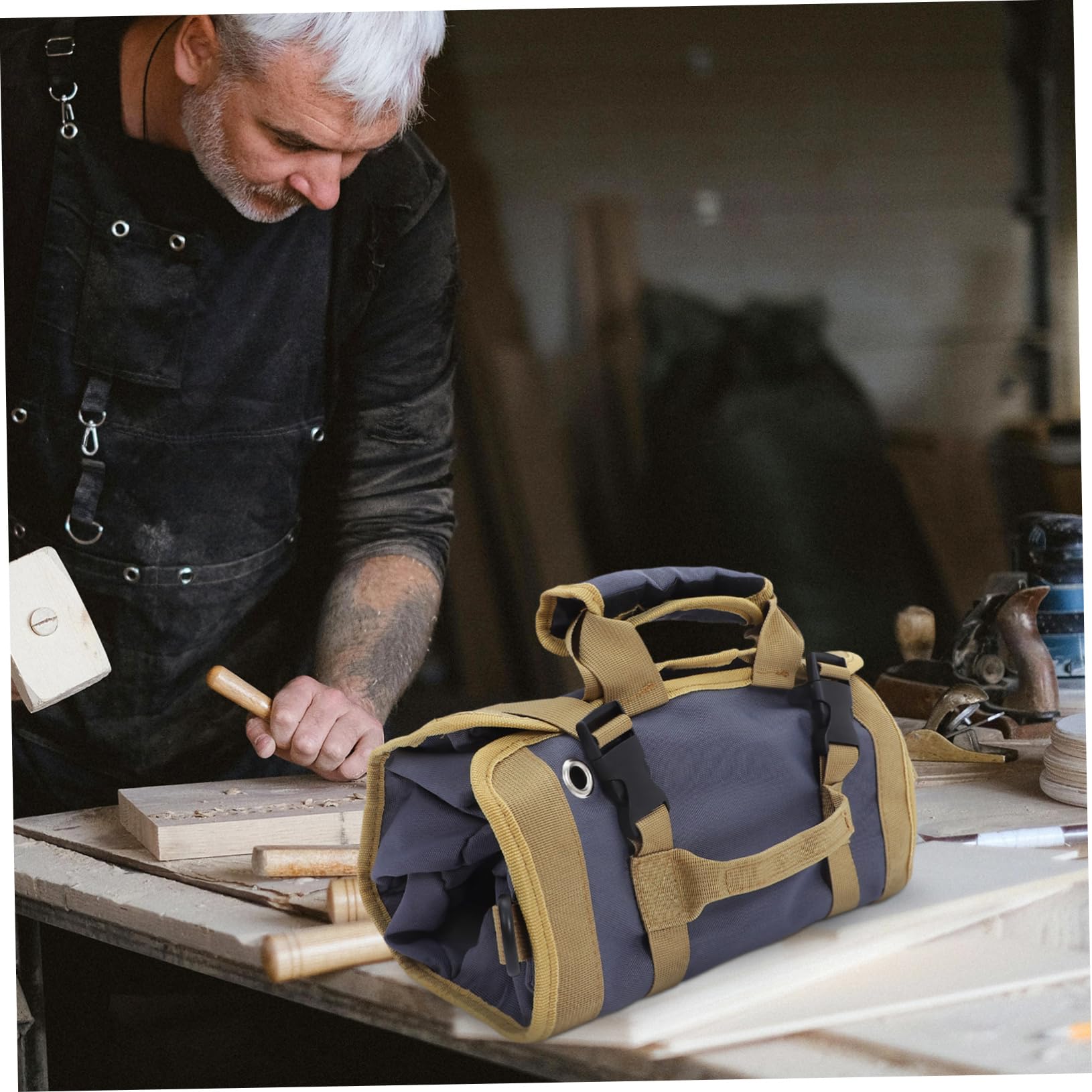 Bolsa Enrollable para Herramientas de Lona, Organizador Portátil