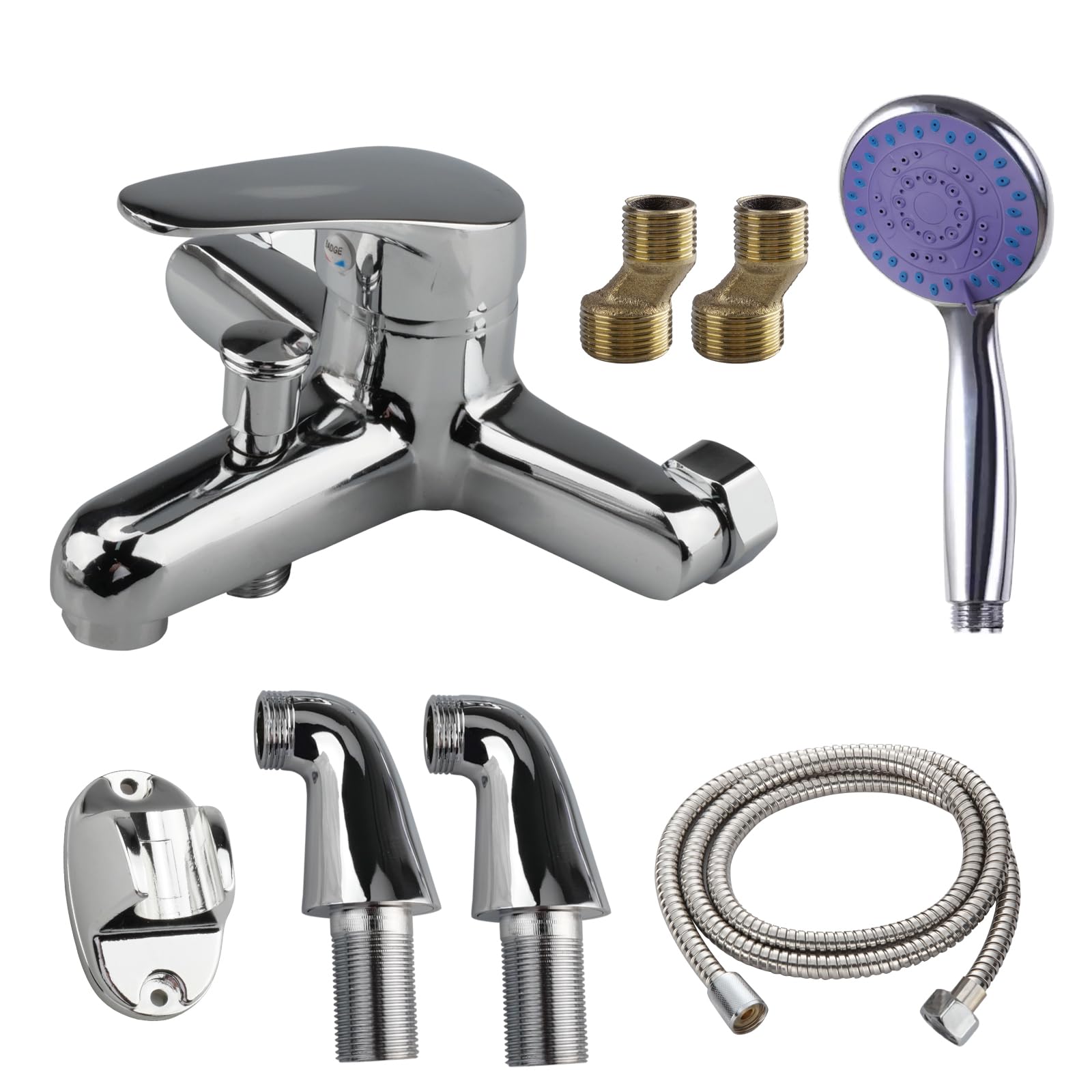 oupados Bath Taps with Shower Attachment Mixer Taps for Bathtub and Shower, Silver