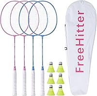 FreeHitter Carbon Fiber Badminton Racket Set for 2 Players with Carrying Bag - Lightweight Raquets for Backyard Beginners & Pros