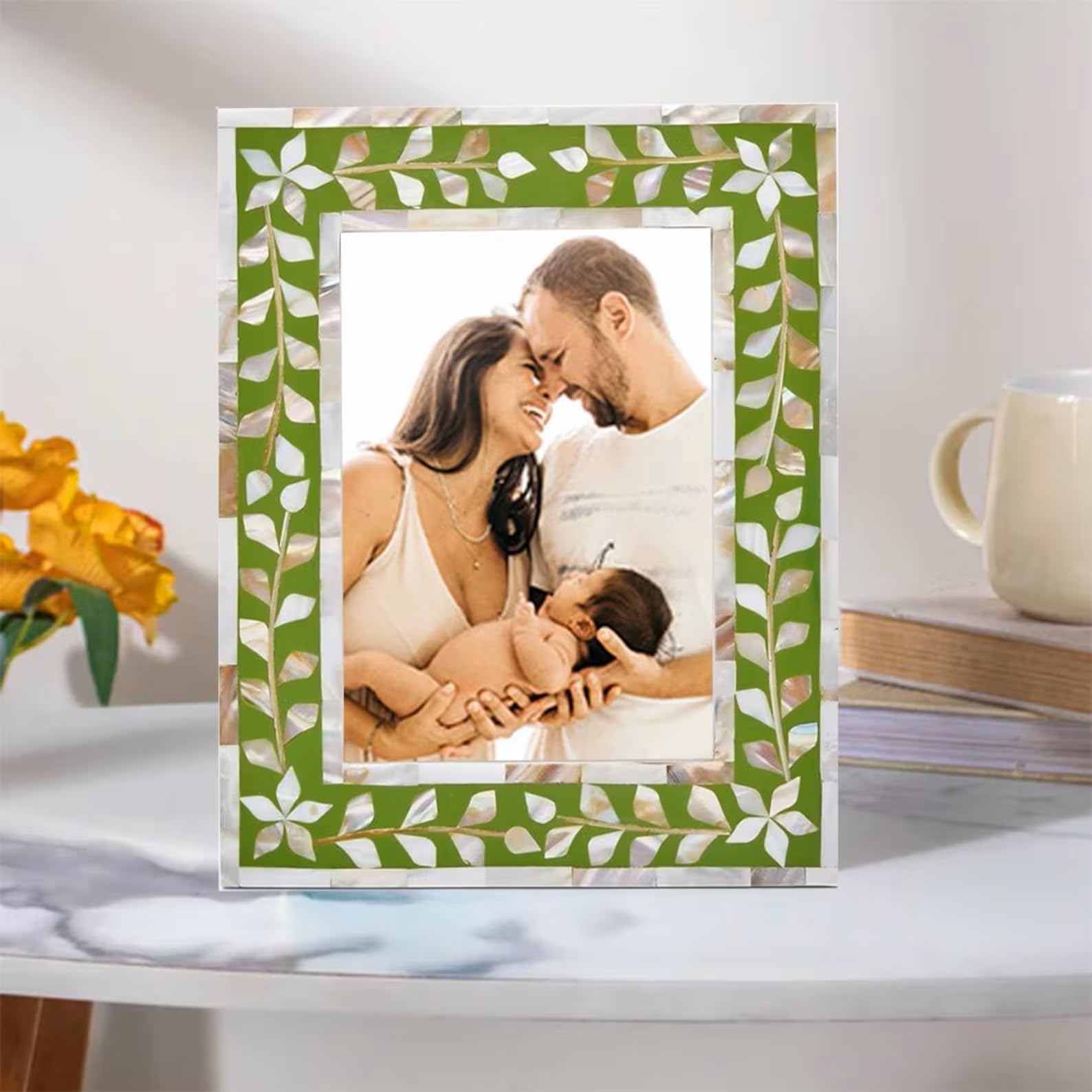 ukindianfurniture Mother of Pearl Inlay Photo Frame – Green