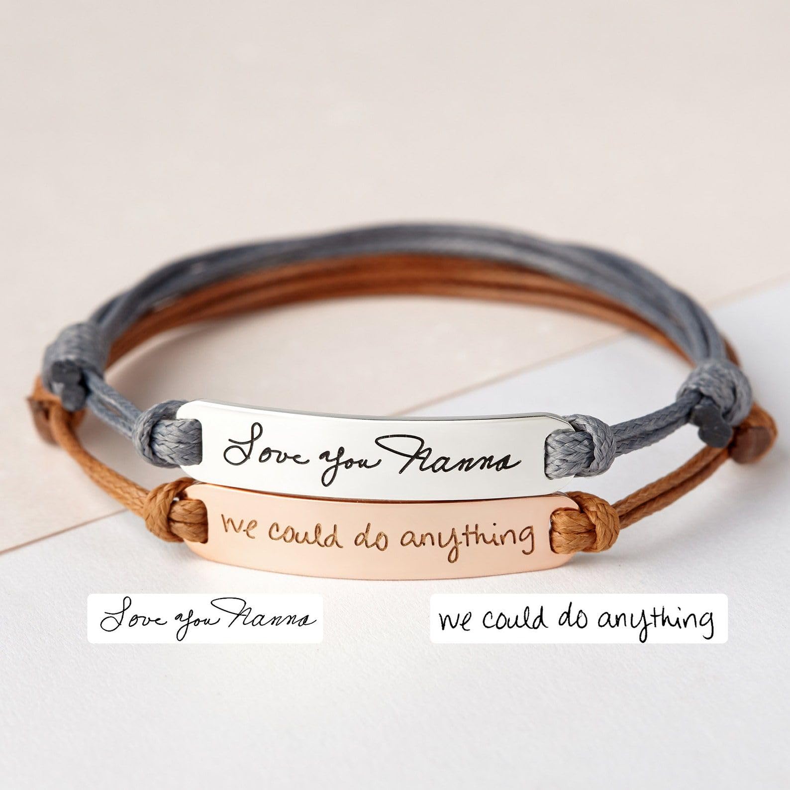 Manuscrito pulsera, pulsera con escritura manuscrita 14k oro, personalizado conmemorativo para mamá Día de la Madre Navidad cumpleaños aniversario