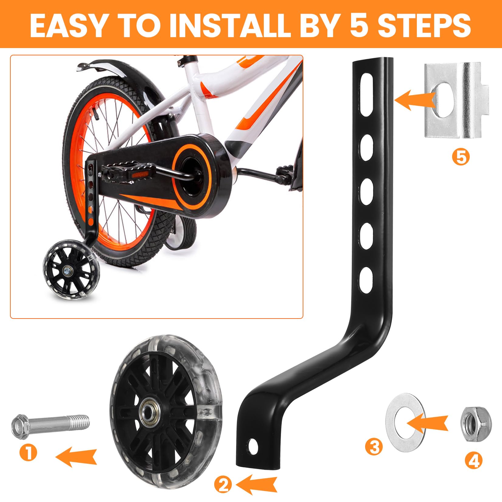 Paire De Roulettes Stabilisateur Pour Vélo Enfant - Compatible Roues 16 à 24 Pouces
