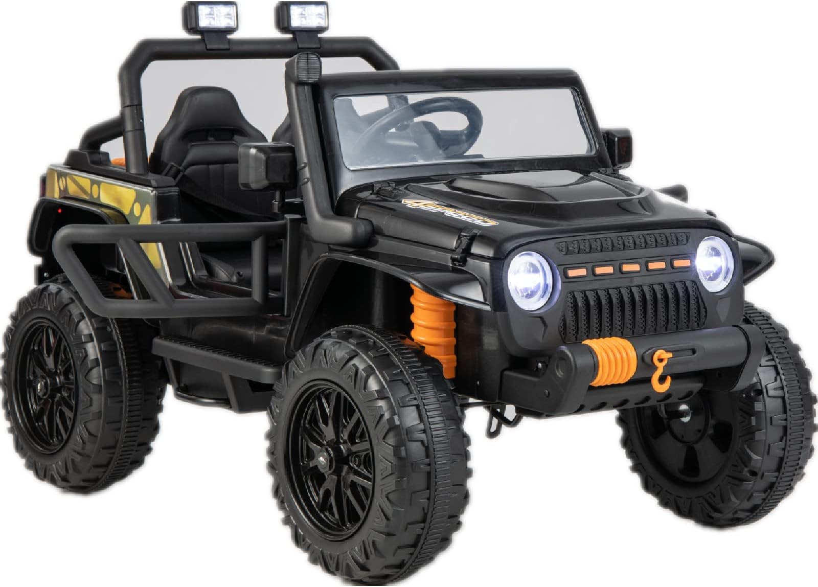 Maxmass 12V Kids Ride on Truck, Battery Powered Electric Vehicle with Parental Remote Control, Music, Lights and Suspension Wheels, Children Off-road Car for 3+ Years Old, Max Weight 100kg (Black)