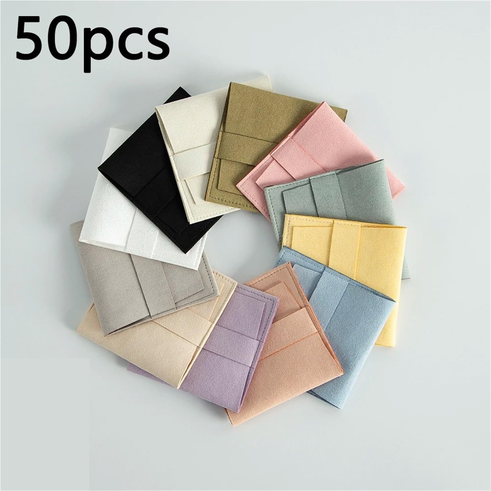 Schmucktasche FüR Reisen 10/50 stücke Mikrofaser Schmuck Beutel Samt Verpackung Tasche Organizer Hochzeit Ohrring Halskette Geschenk Taschen(Mix colors,50pcs)