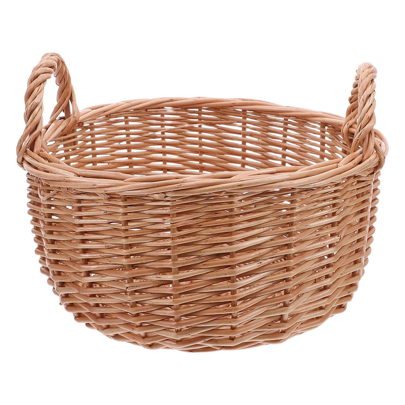 Cesta de ratán natural para mantener el pan fresco y organizar los huevos con asa cómoda