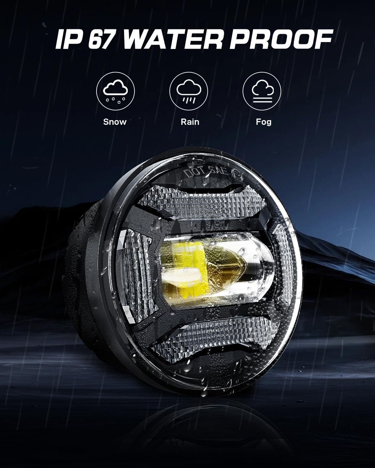 LX-LIGHT DOT Black 60W 4.5 Inch LED Passing Light with DRL LED Fog Lamps for Motorcycles Auxiliary Light Bulb Motorcycle Projector Driving Lamp