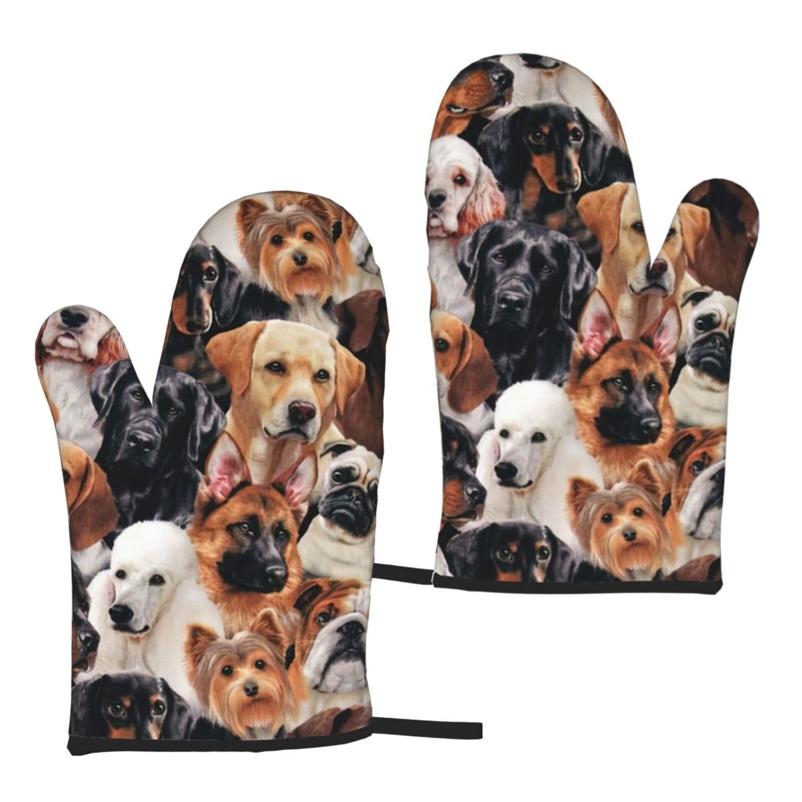 Many Dogs Print Heat Resistant Universal Fit Oven Microwave Gloves Home Cooking Baking Grilling