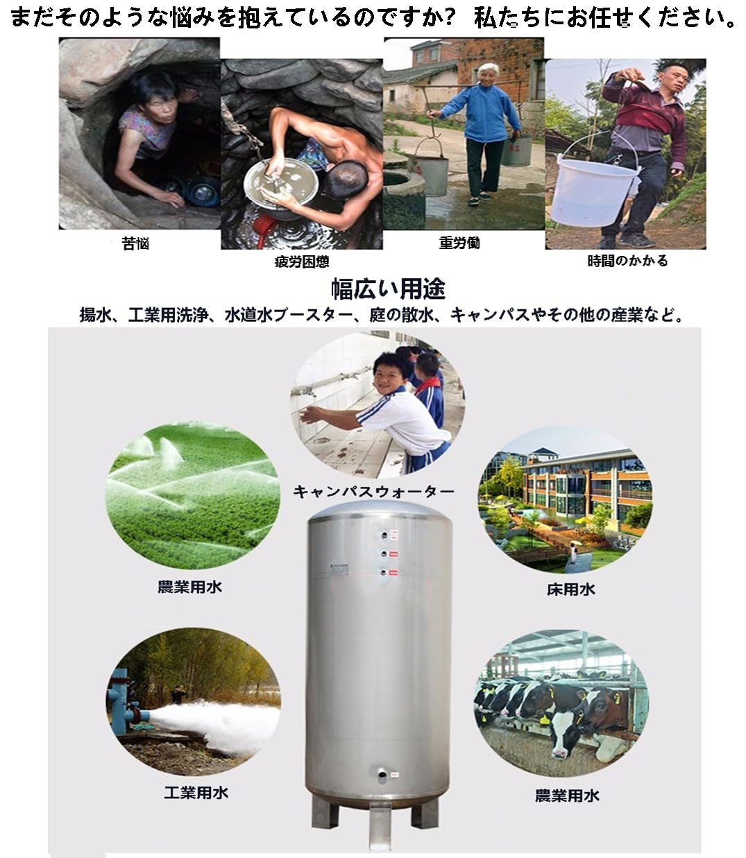 Amazon.co.jp: 給水·排水ポンプ本体 ステンレス鋼圧力タンク容器