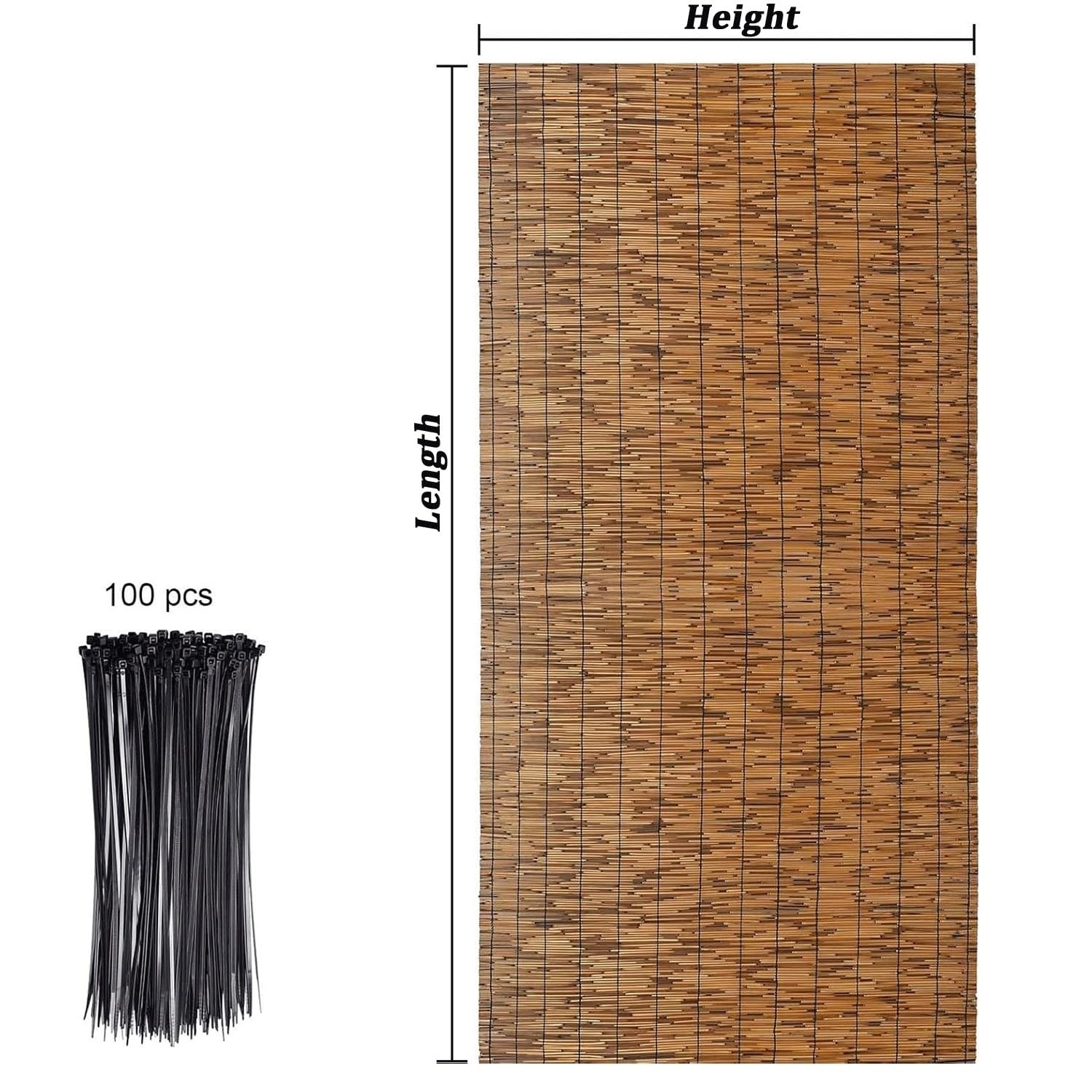 Naturalne bambusowe ogrodzenie dekoracyjne, ochrona przed wzrokiem, do użytku na zewnątrz, 152 x 400 cm, ogrodzenie ogrodowe, ogrodzenie balkonowe, stylowa dekoracja zewnętrzna