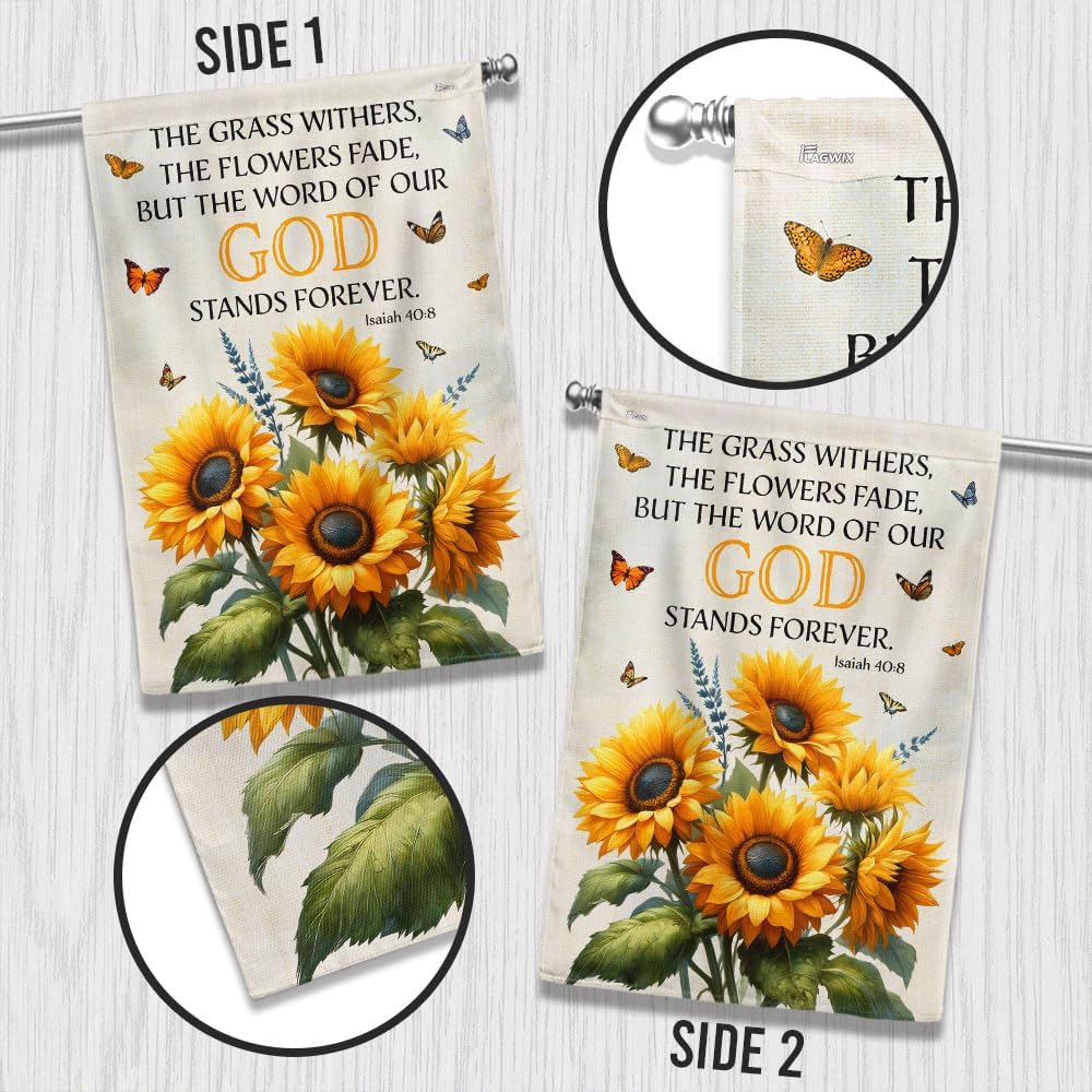 American Flag-The Word Of Our God Stands Forever Flower Garden House Flag TQN2894F, House Flag (29.5" x 39.5")-USA Flags Premium Polyester-Decorative Indoor Outdoor Flag