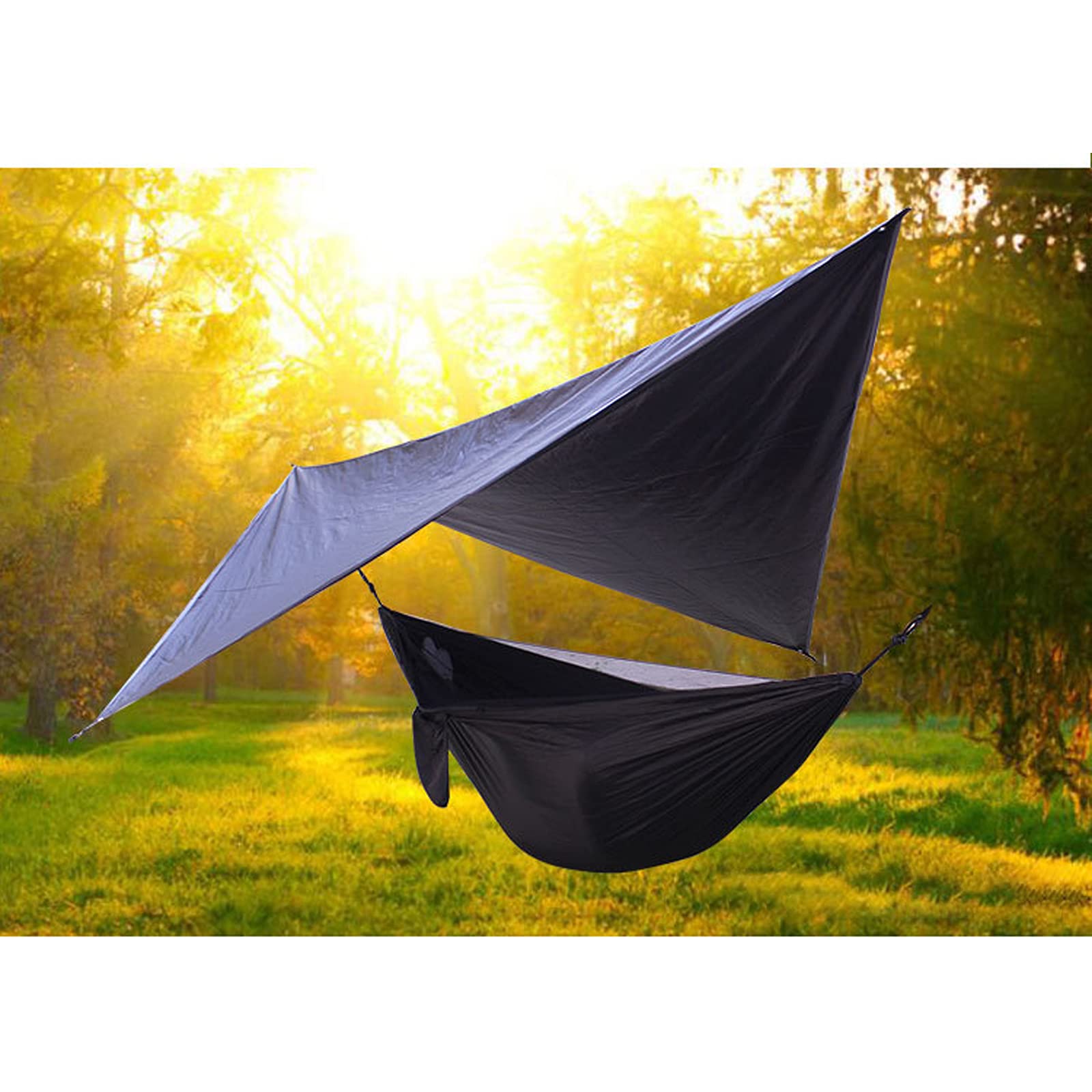 Hamaca portátil de camping con mosquitera para lluvia, correas de árbol, ligera y duradera, para senderismo, viajes y actividades al aire libre