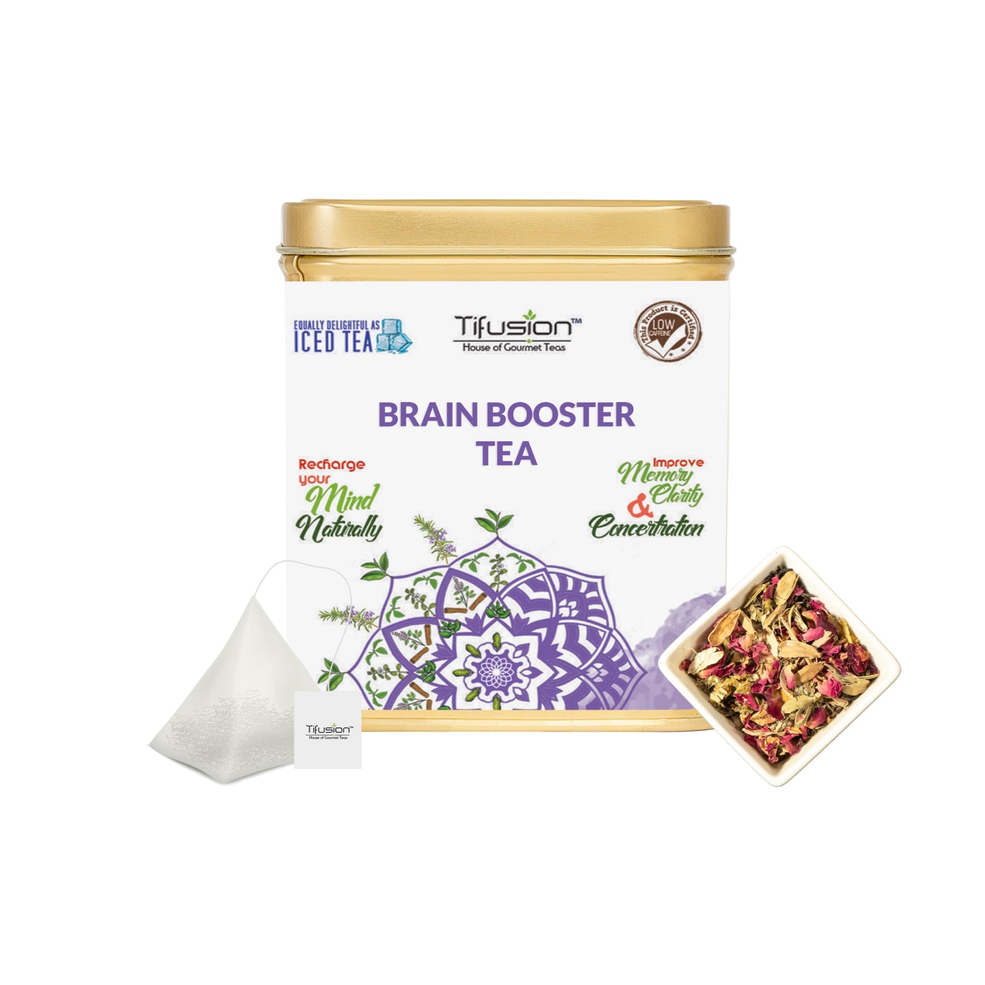Tifusion Brain Booster Tea with Brahmi, Ashwagandha, Shankhapushpi, Rosemary, Jasmine | Whole Loose Leaves Tea for Memory, Clarity, Retention Power | 30 Tea Bags, 30 Serving Cups (B0BV6WDG1J) Amazon Price History, Amazon Price Tracker