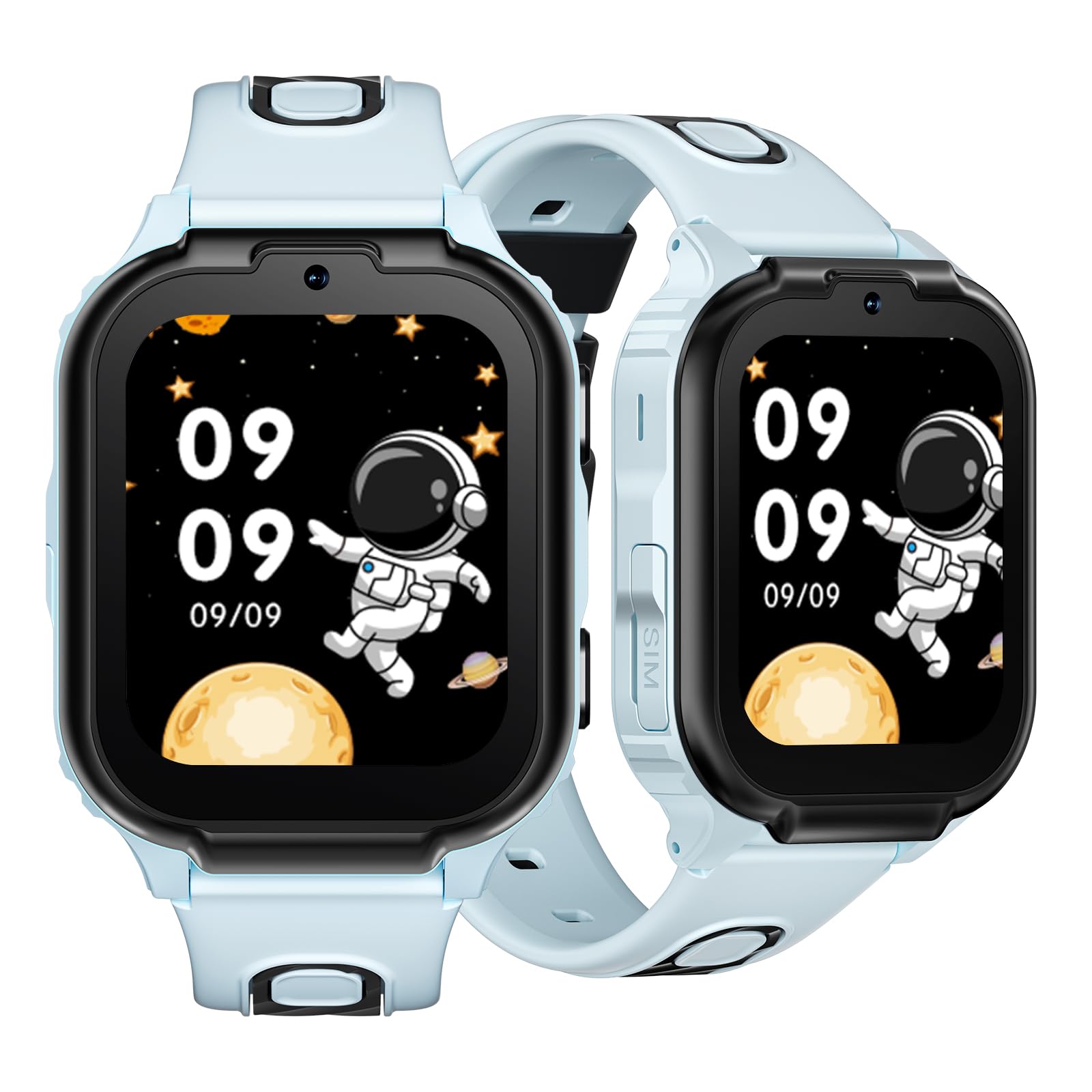 ANYSCENES1-Azzurro Smartwatch bambini 4G, Videocall HD, Dynamic Island, GPS triplo, Recinto elettronico, Modalità classe, IPX7