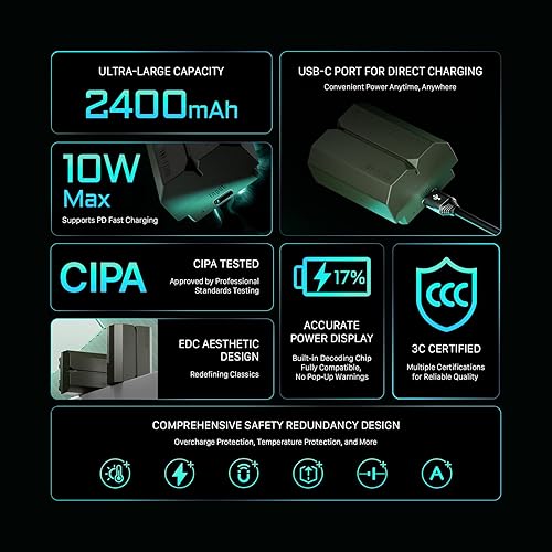 Miniatura 2 de Tilta Batería NP-FZ100 con entrada USB-C (2400 mAh) - Verde  Funciona con A6600, A6700, A9, A9 III, A7S III, A7R III, A7C, A7C II, A7 III, A7 IV,