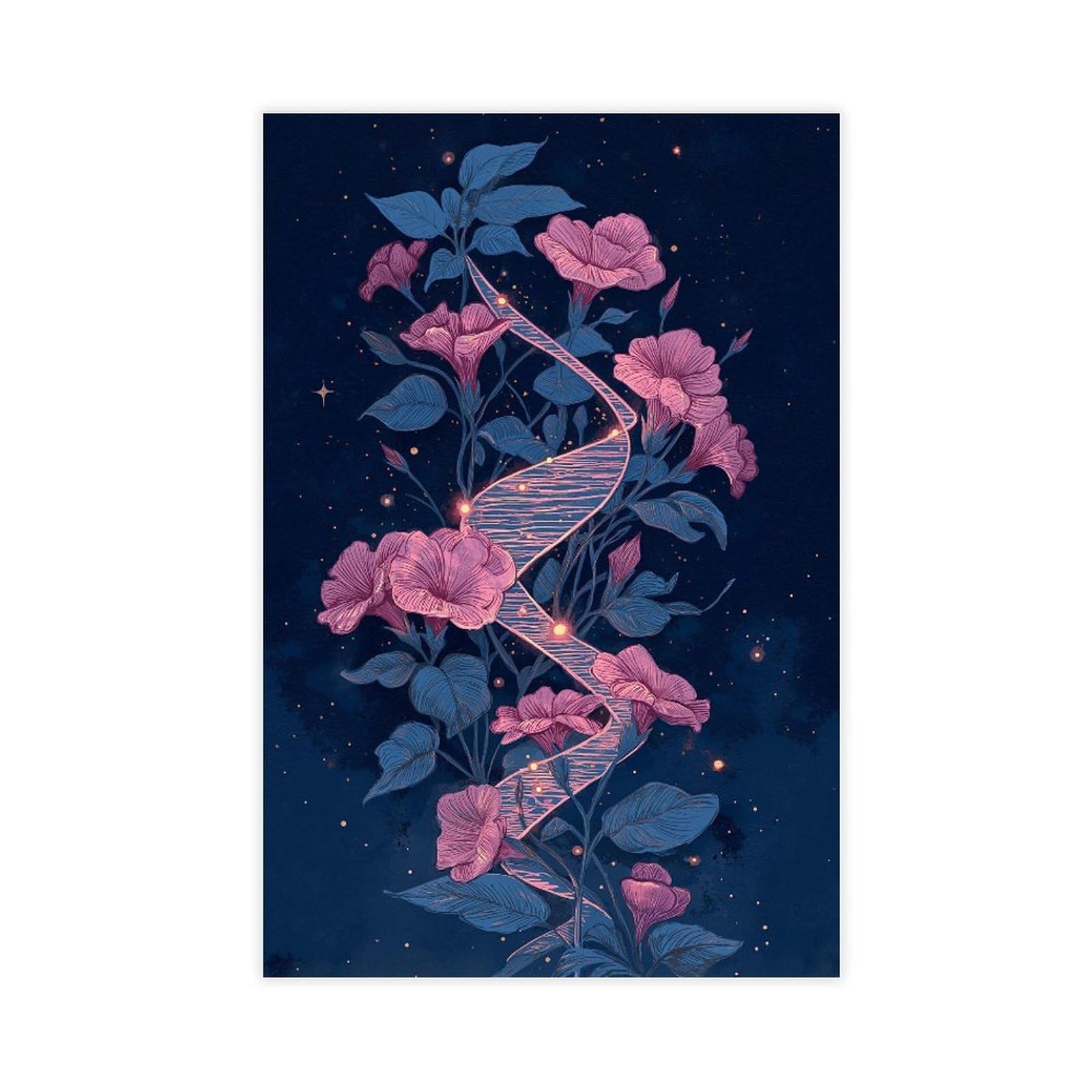 MRYCQ Celestial Botanical Poster Canvas Poster for Dorm Room Decor Gift