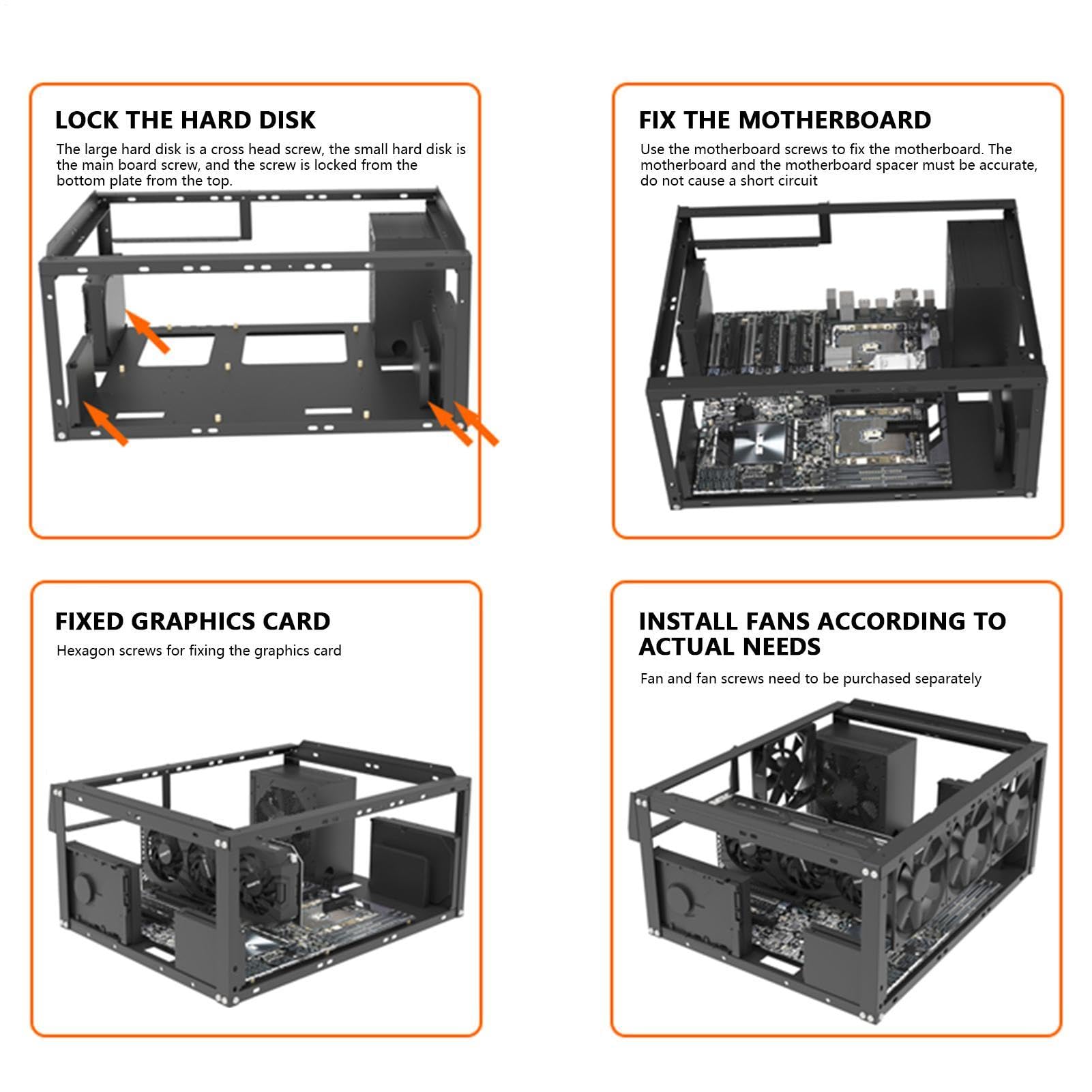 Supporto in metallo per ventola di raffreddamento ad aria e acqua | rack in alluminio fai da te, di supporto verticale per scheda madre del computer, overclocking dissipazione del calore