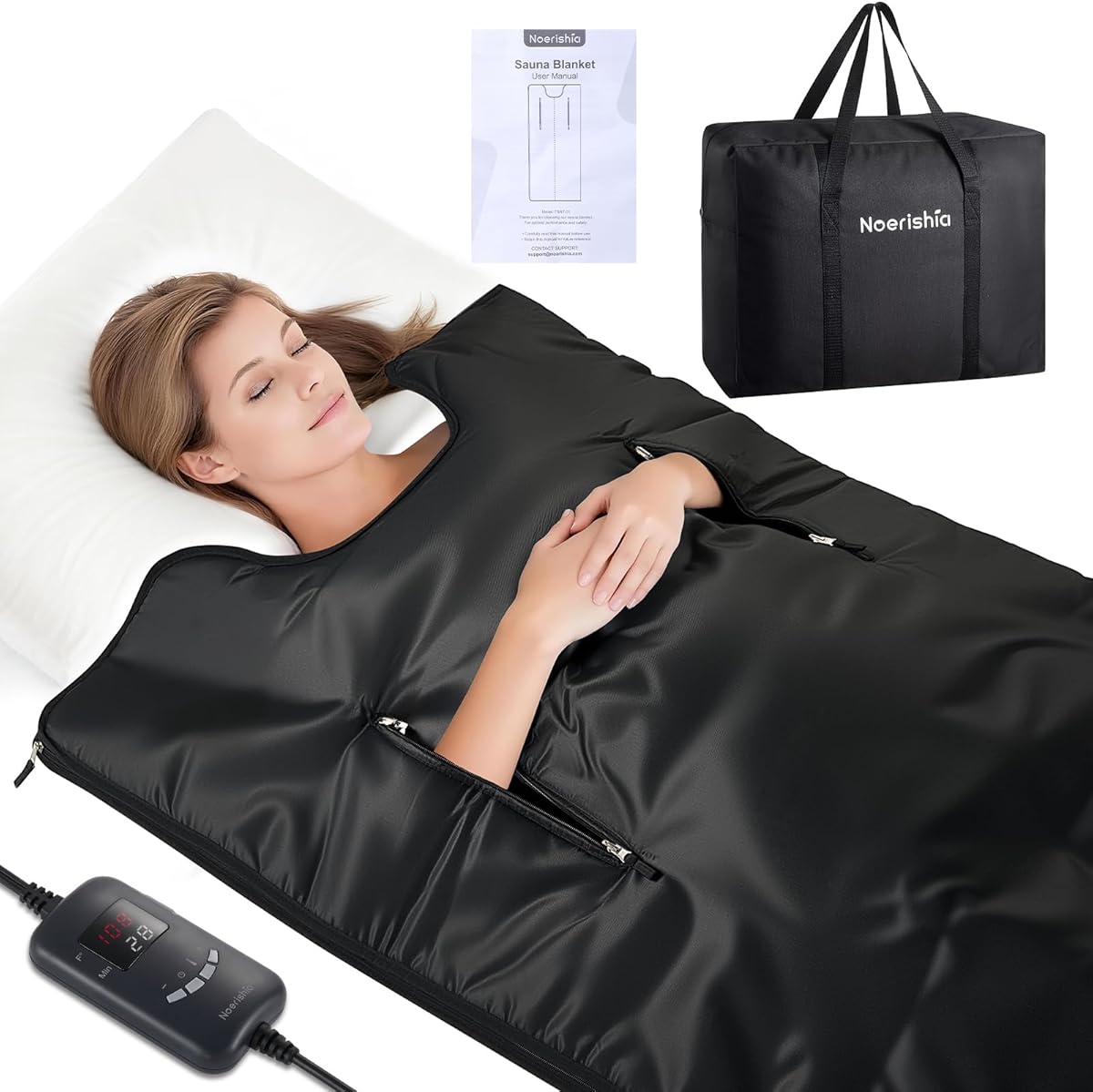 Portable Sauna Blanket for Home, Portable Design, Relaxation and Detox Washable & Foldable with Carrying Bag and Remote Control, 88-158℉, 10-60 Minutes Timer, (6 x 2.62) FT