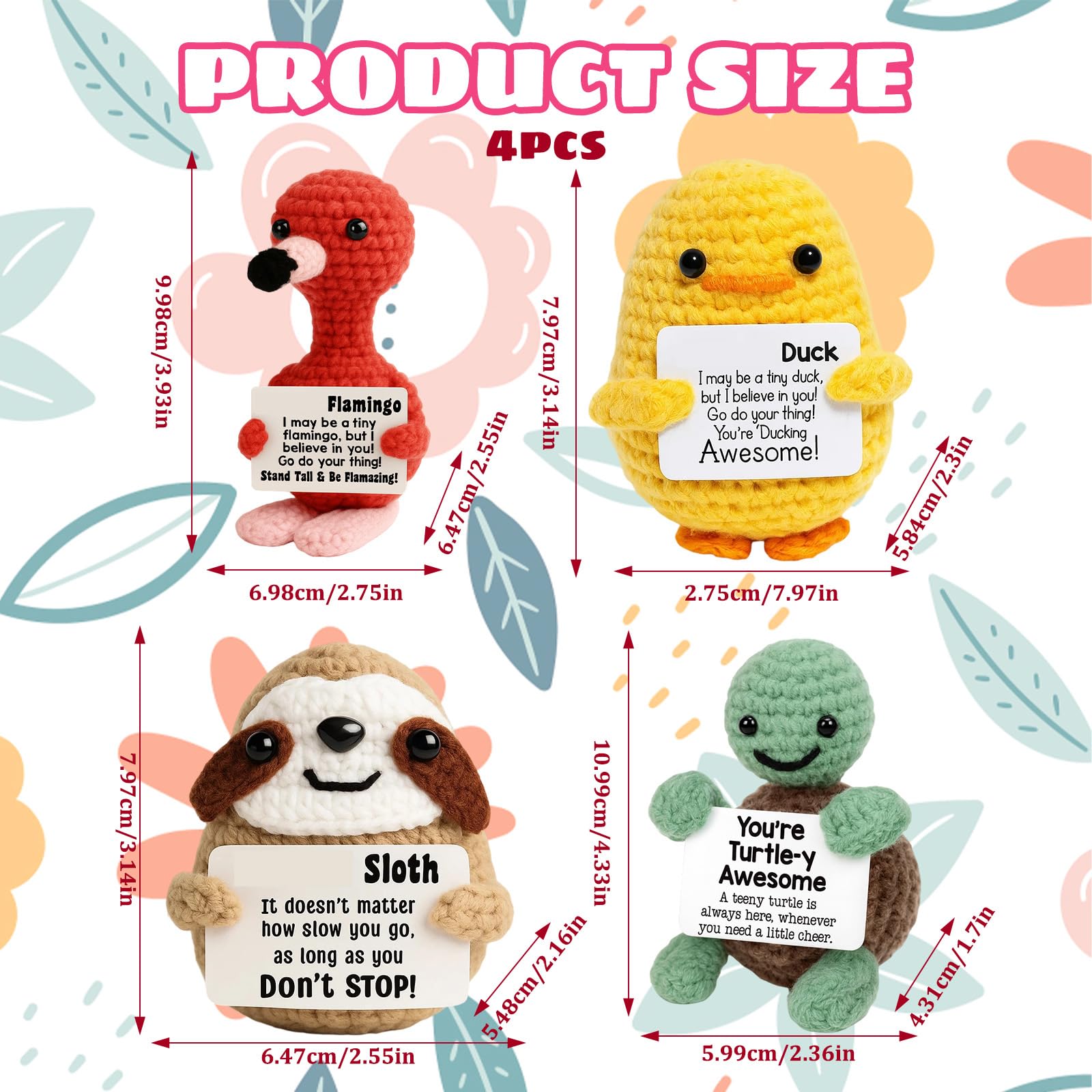 ZORVEXLYNX 4PCS Positive Crochet Animals, Emotional Support Gift - Image 2