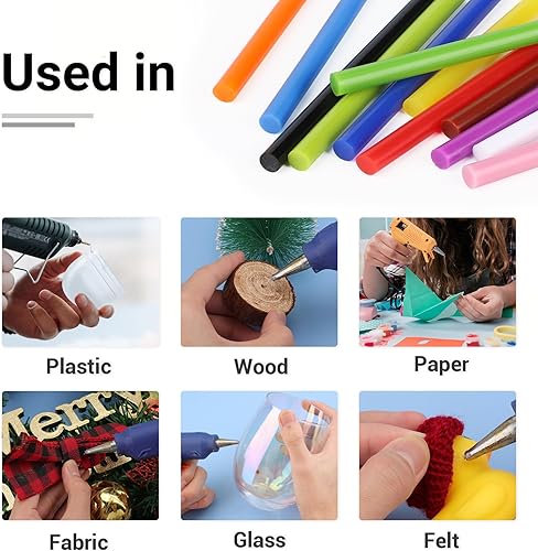 Miniatura 4 de ENPOINT Barras de pegamento caliente de colores, 8 pulgadas de largo x 0.27 pulgadas de diámetro para pistola de pegamento caliente, varillas de