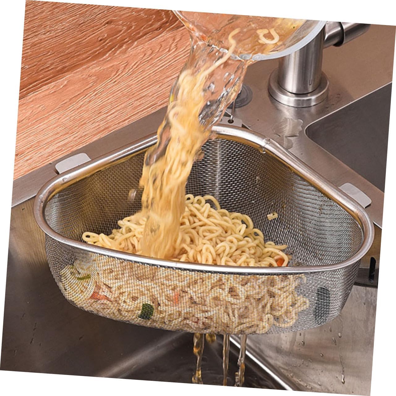 DINOS Stainless Steel Kitchen Sink Strainer Basket Sink Corner Strainer Basket Punch-Free Triangle Sink Drain Strainer for Kitchen Stay (B0D9481WFD) Amazon Price History, Amazon Price Tracker