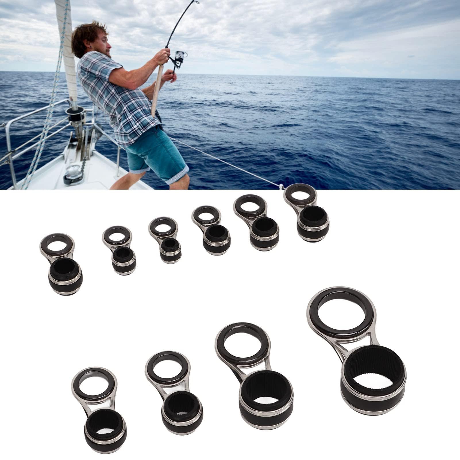 Anelli Guida per Canna da Pesca in 5 Misure, Set di Guide per Canna da Pesca in Acciaio Inossidabile da 10 Pezzi