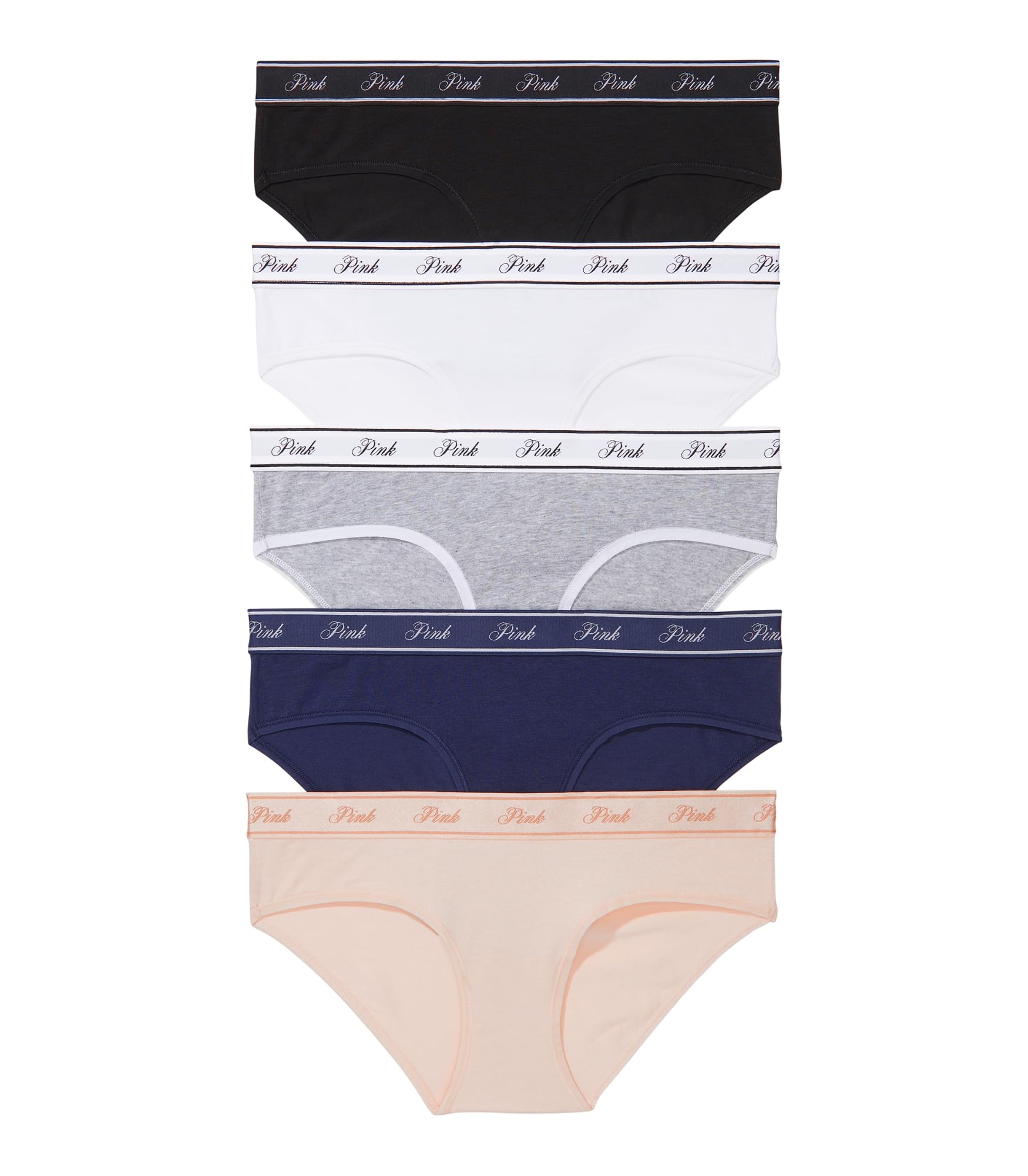 Victoria's SecretPINK Women's Cotton Logo Hipster Underwear, Moderate Coverage Panties for Women, Multi Pack (XS-XXL)