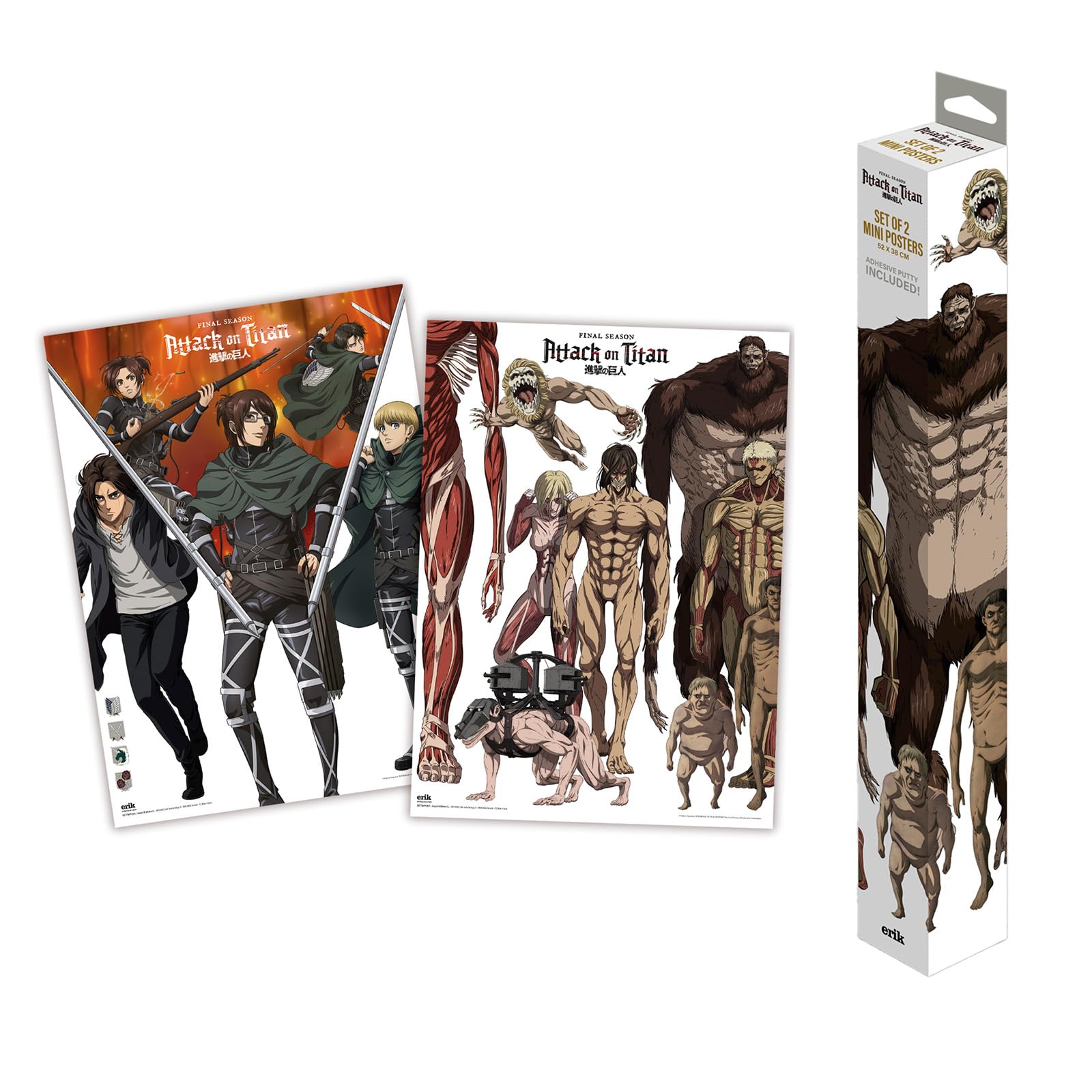 Grupo Erik Multicolour Attack On Titan Poster - Set Of 2 Mini Posters, Manga Gifts