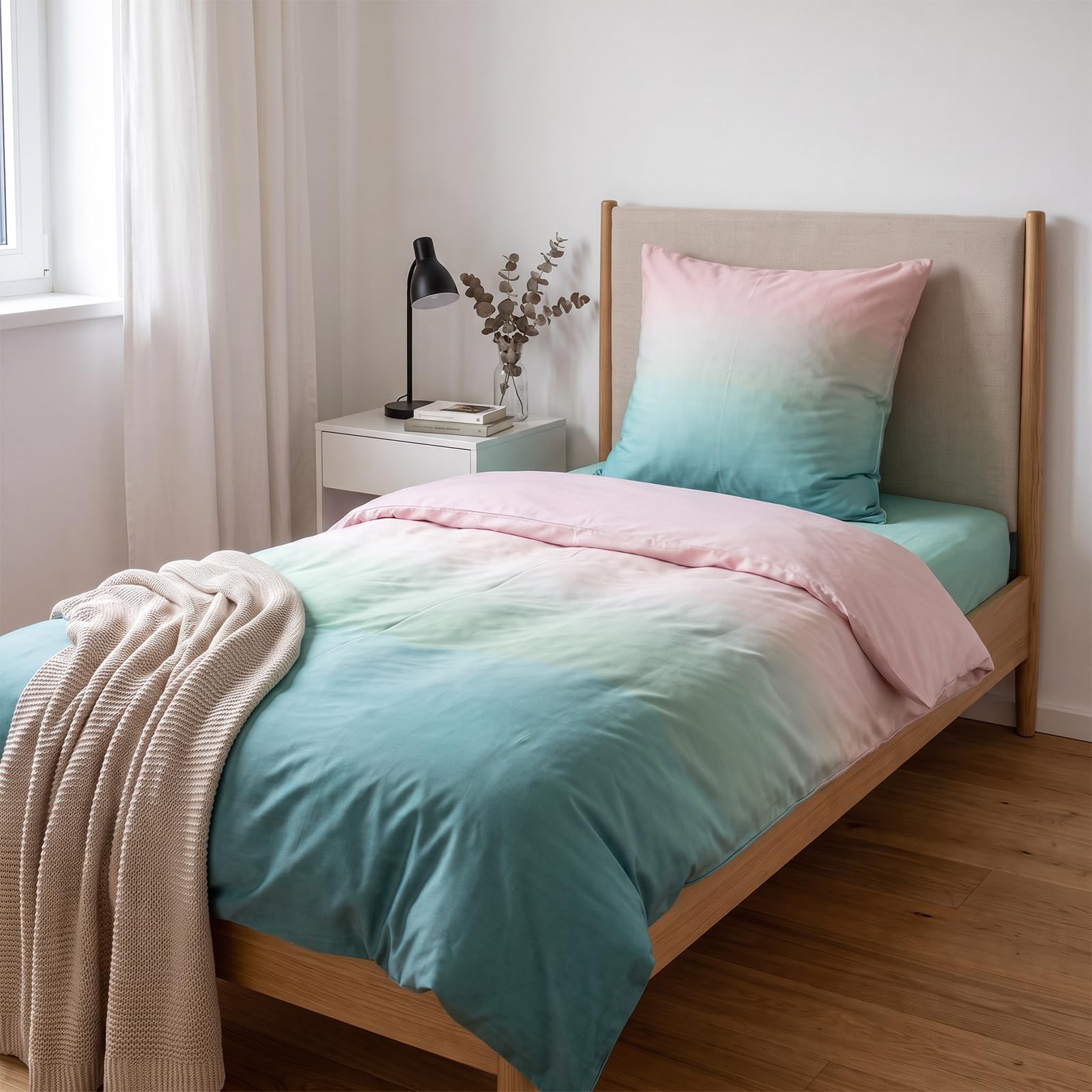 Soifox Juego de ropa de cama de 200 x 220 cm, color verde, microfibra, funda nórdica de 200 x 220 cm, con 2 fundas de almohada, no necesita planchado ni arrugas, moderno, funda nórdica con cremallera