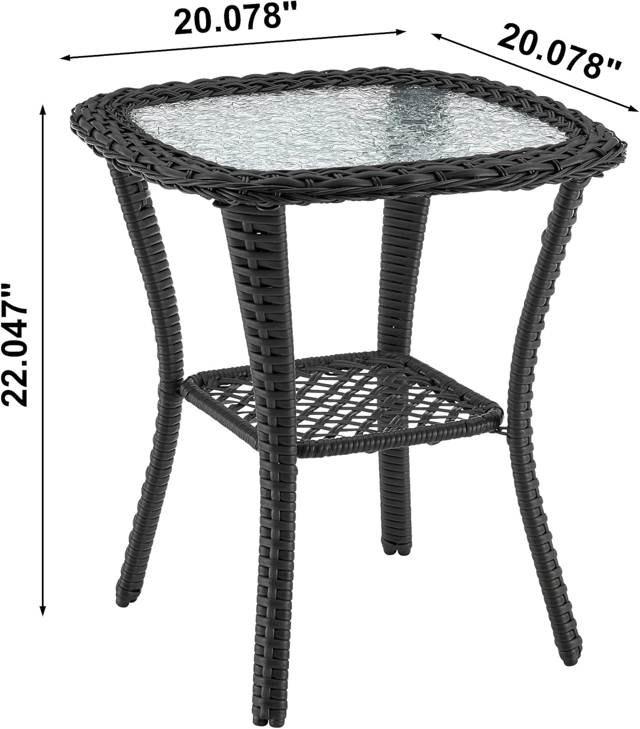 Manhattan Comfort Fruttuo 3-Piece Patio Conversation Set, Swivel Steel Rattan Chairs with Removable Cushions & Tempered Glass End Table, Weather-Resistant Outdoor Furniture for Backyard & Porch, Grey