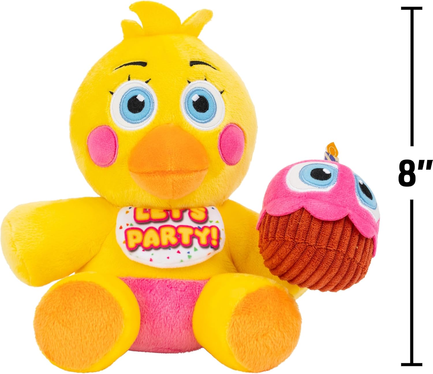 Jazwares Five Nights at Freddy’s Toy Chica Plush - 8-Inch Stuffie with Soft Material and Glow-in-The-Dark Eyes