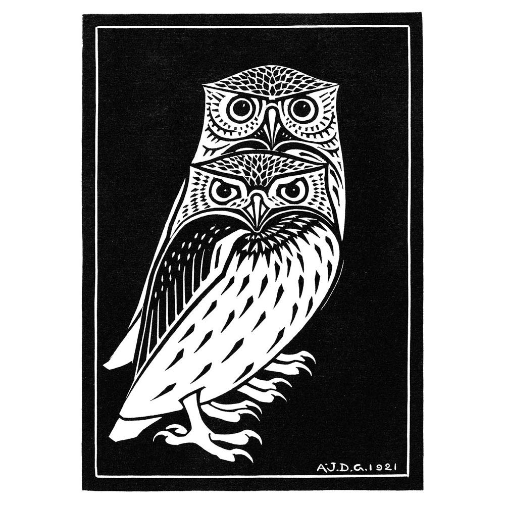 Wee Blue Coo Two Owls Illustration Julie De Graag Art Print Poster Wall Decor 12X16 Inch