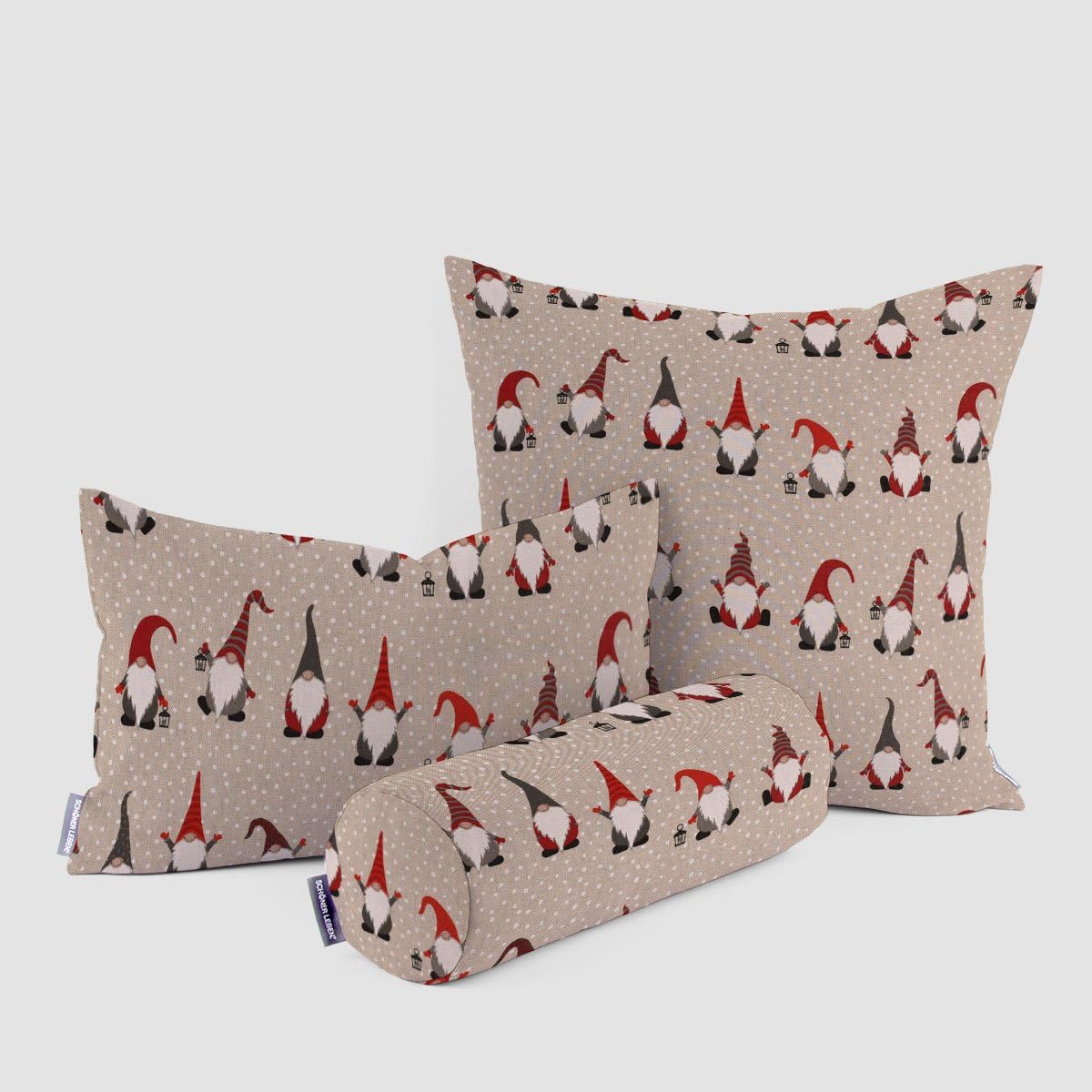Schöner Leben Housse de coussin Motif lutins de Noël Rouge/gris Différentes tailles 15 x 40 cm